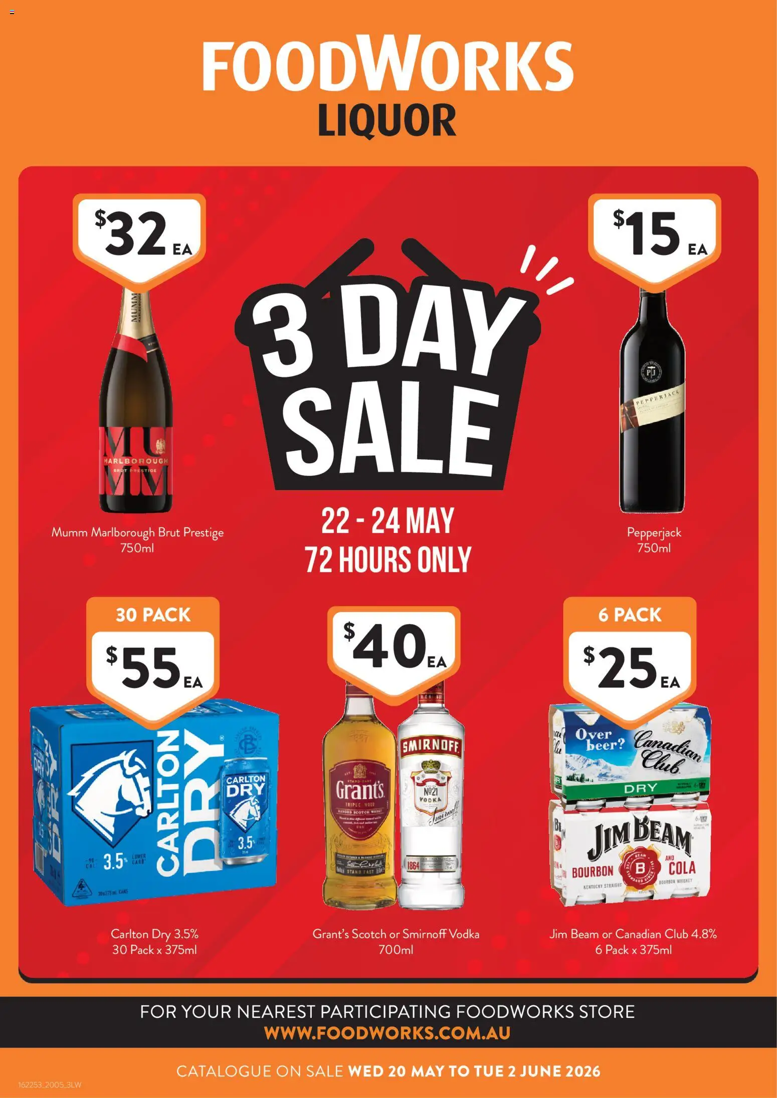 Preview of catalogue Foodworks Liquor from shop Foodworks valid 22/05/2026