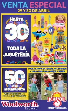 Vista previa las ofertas de la tienda Del Sol y Woolworth - Del Sol y Woolworth catálogo Venta Especial Día del Niño 2026 desde el 29/04/2026 