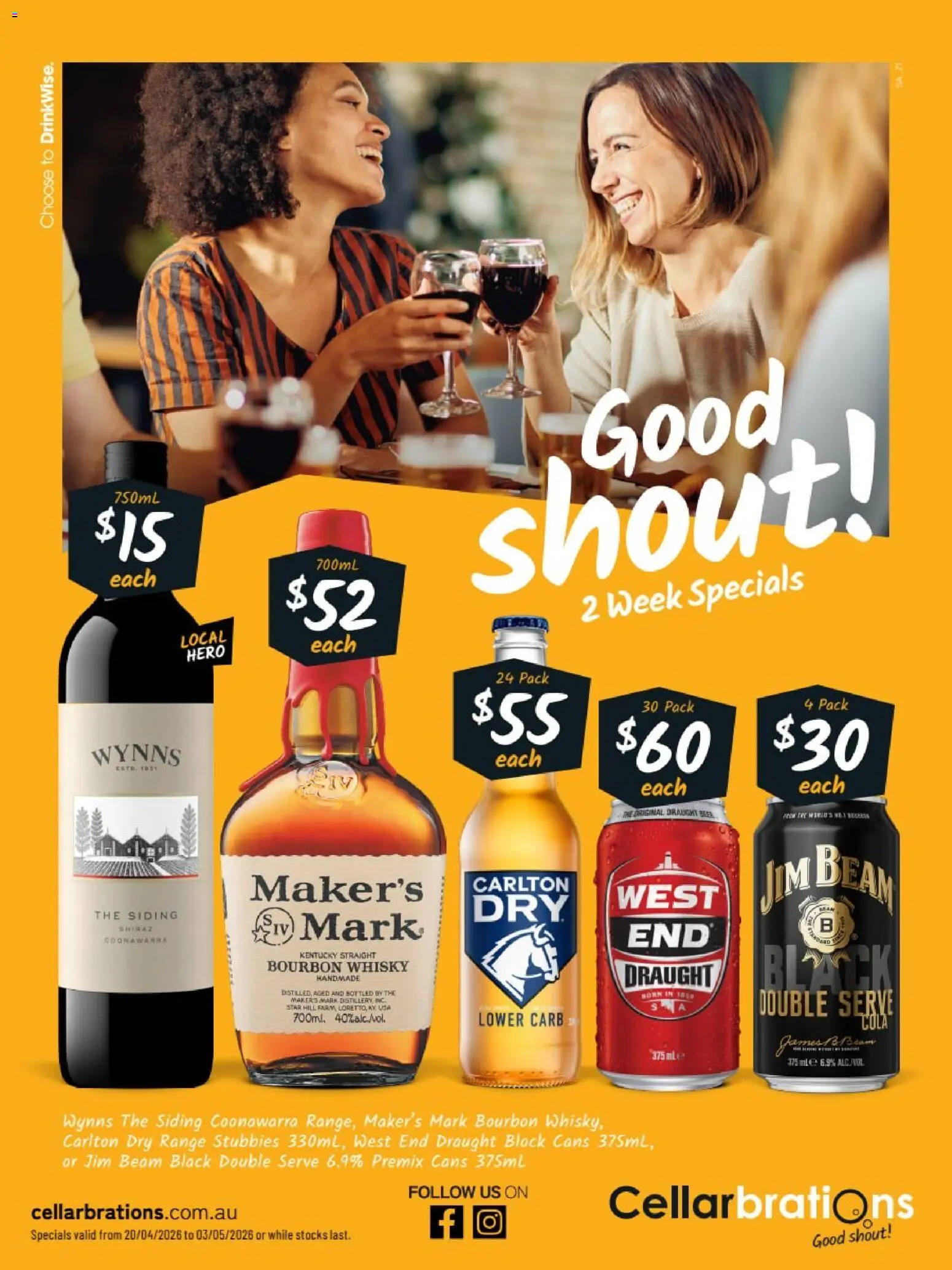 Preview of catalogue Cellarbrations catalogue SA from shop Cellarbrations valid 20/04/2026 - Jim Beam, Handmade, Bourbon
