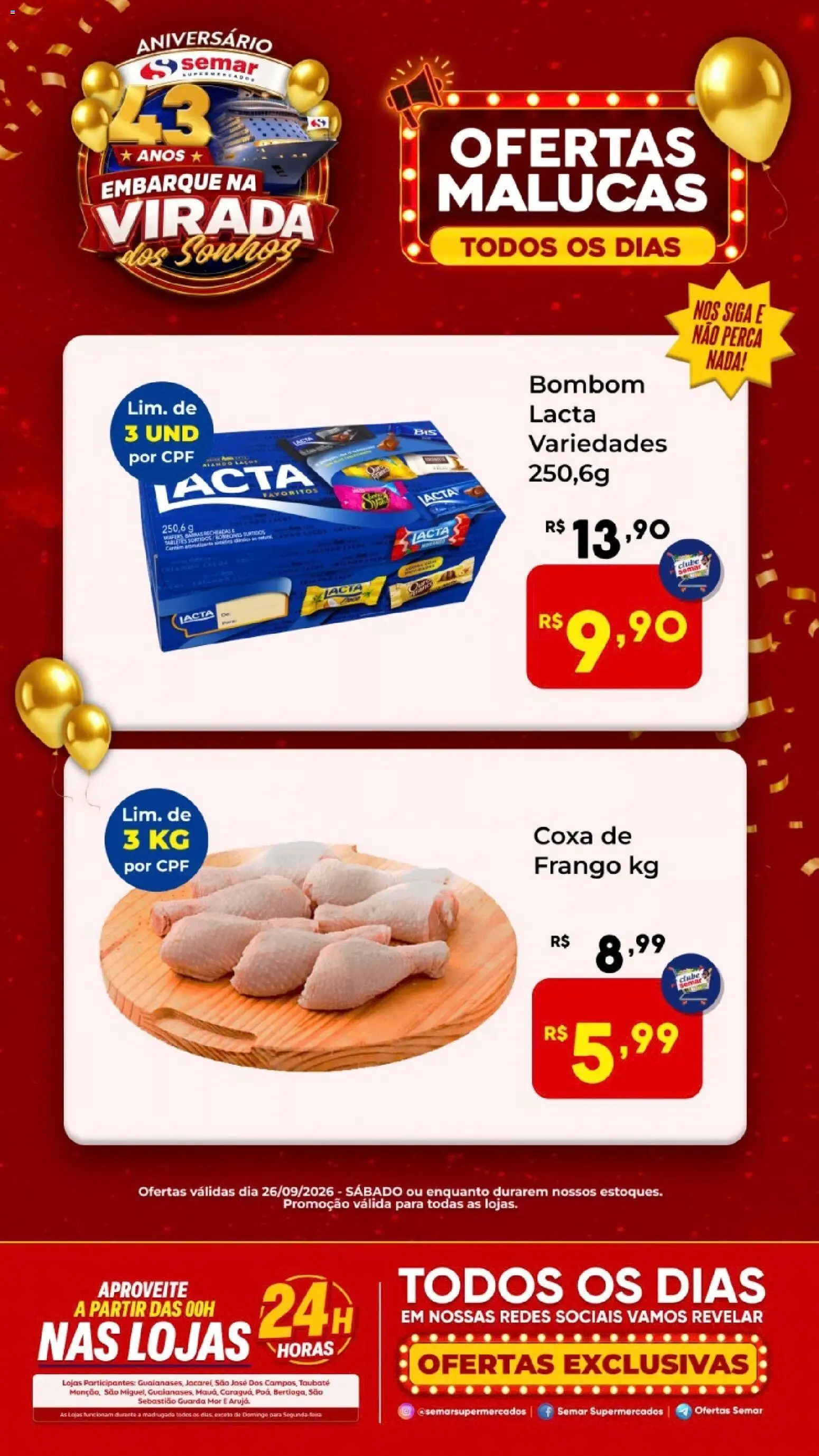 Pré-Visualização do folheto "Semar Supermercado ofertas Malucas" da loja Semar Supermercado válido a partir de 26/09/2026