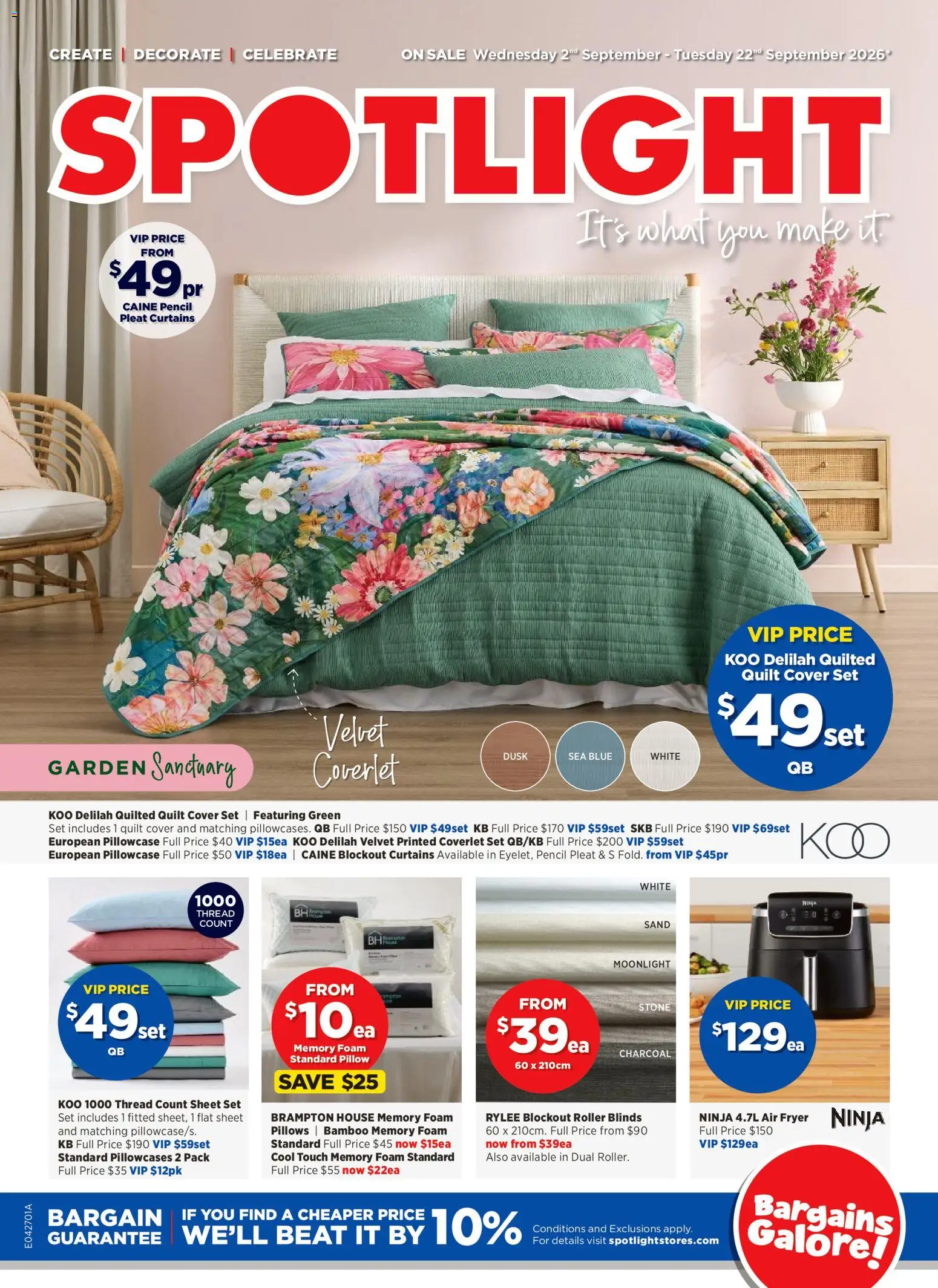 Preview of catalogue Spotlight catalogue from shop Spotlight valid 02/09/2026 - Blinds, Fryer, Foam, Pencil, Charcoal, Pillow