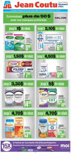 Un aperçu du dépliant Jean Coutu circulaire - Encart Haleon du magasin Jean Coutu est valide à partir 15 oct. 2026