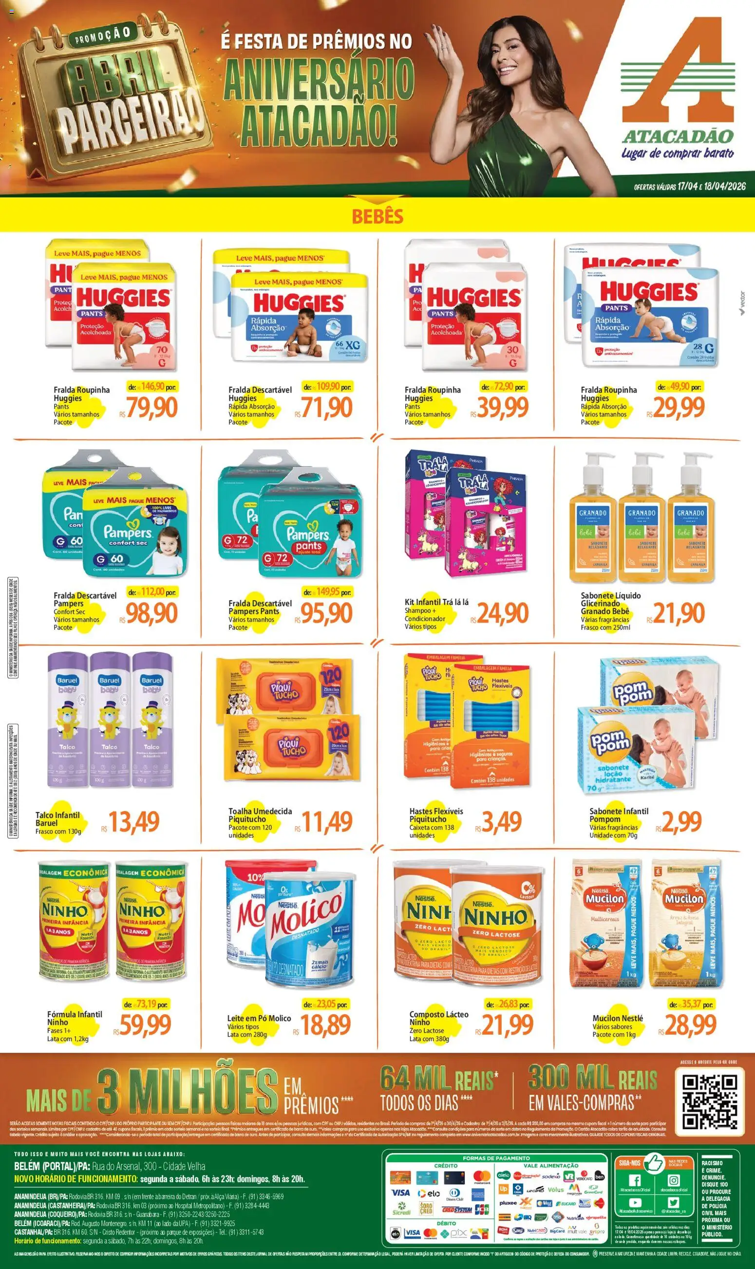 Pré-Visualização do folheto "Atacadão ofertas - PA" da loja Atacadão válido a partir de 17/04/2026 - Shampoo, Leite, Sabonete, Sabonete líquido, Pampers, Condicionador, Talco, Fórmula infantil