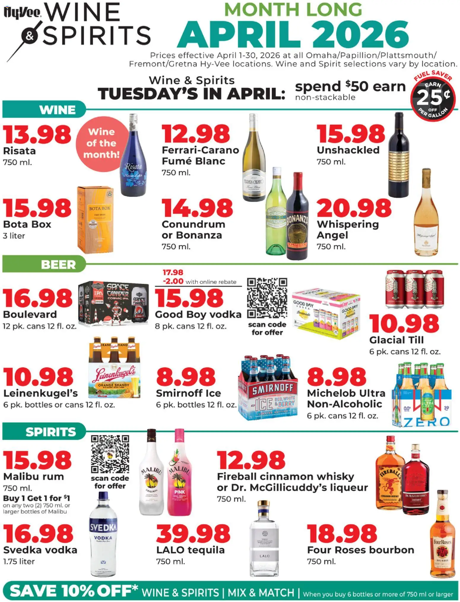 Ad Preview of HyVee HyVee Wine & Spirits Monthlong from 04/01/2026