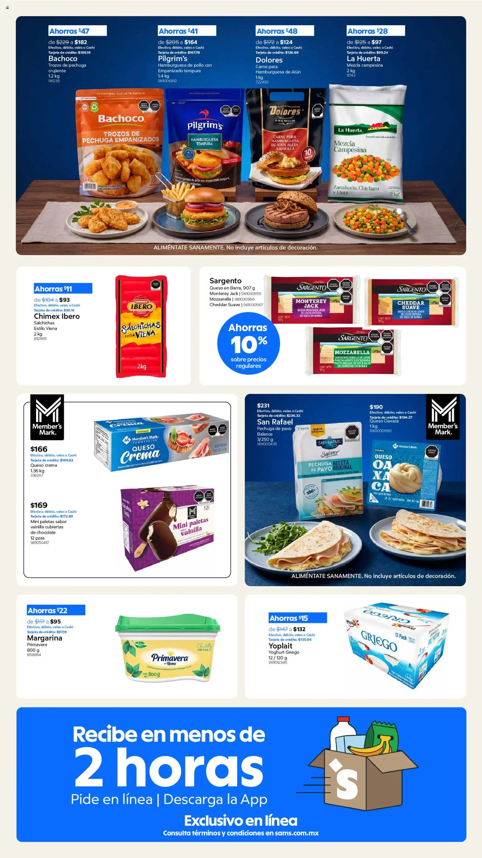 Vista previa las ofertas de la tienda Sam's Club - Sam's Club catálogo desde el 01/10/2026 - Chocolate, Pollo, Té, Leche, Crema, Paletas, Carne para hamburguesa, Barra
