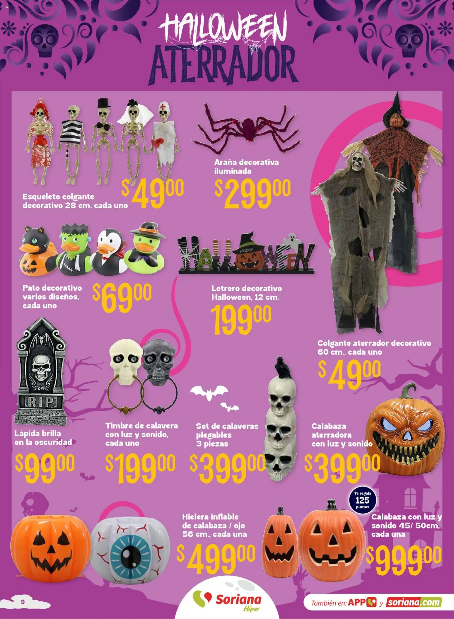 Vista previa las ofertas de la tienda Soriana - Soriana Híper - Halloween y Día de muertos desde el 01/10/2026 - Té, Calabaza, Hielera, Timbre