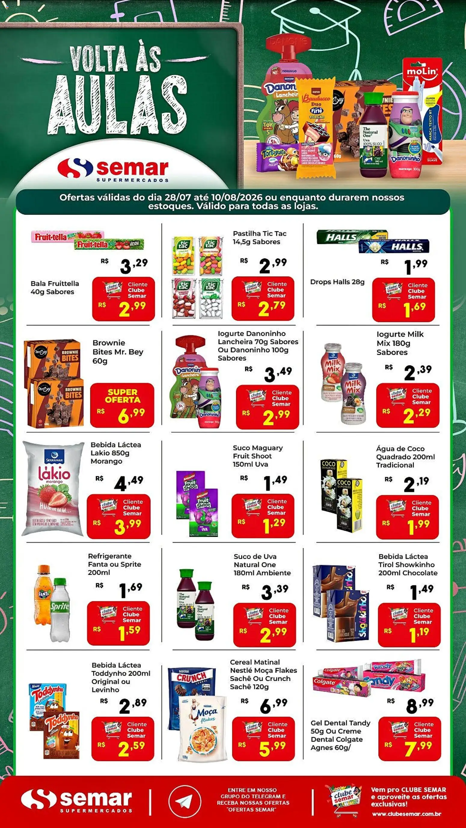 Pré-Visualização do folheto "Semar Supermercado ofertas Volta às aulas" da loja Semar Supermercado válido a partir de 28/07/2026