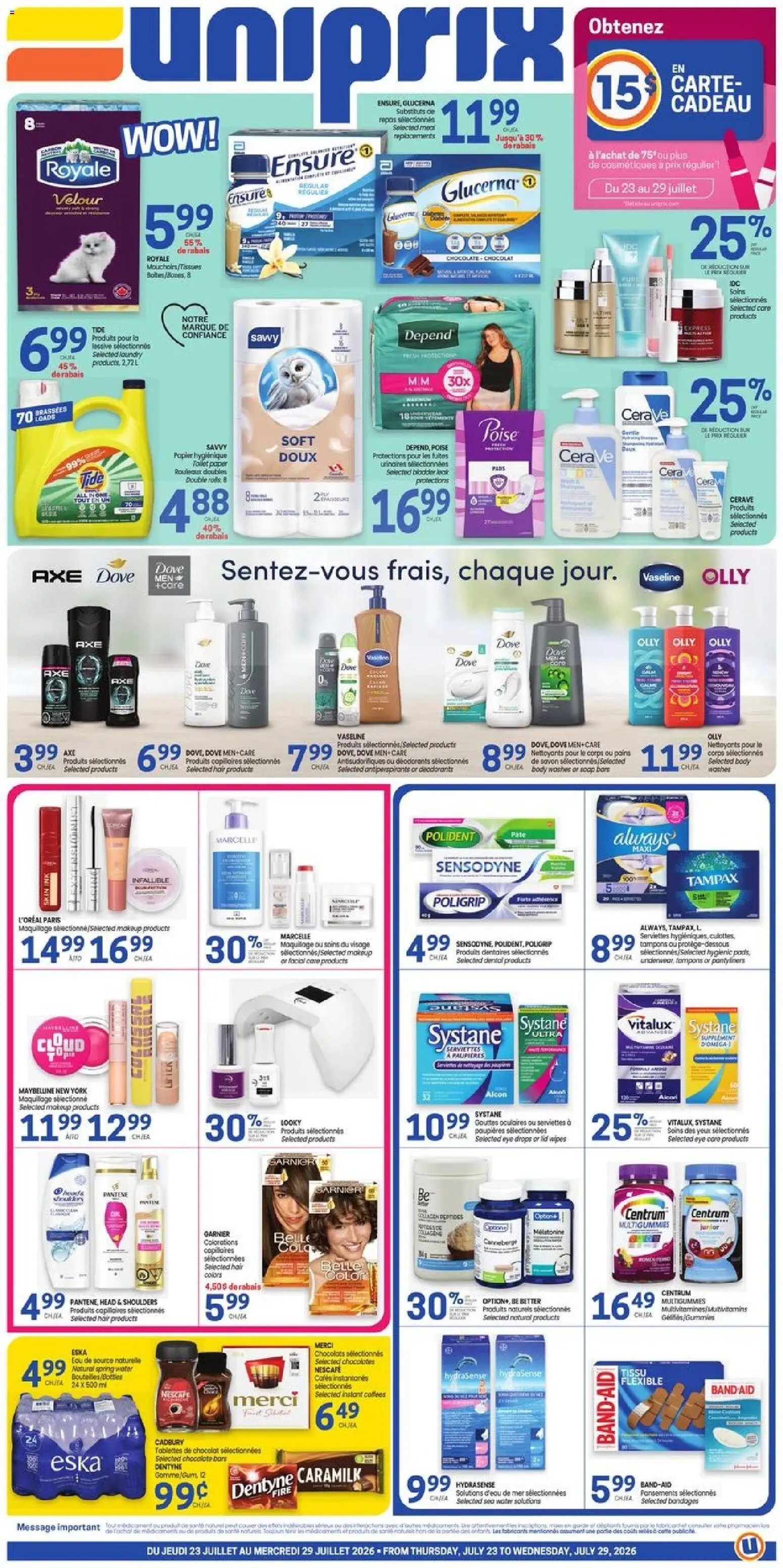 Preview of leaflet Uniprix weekly flyer / circulaire from shop Uniprix is valid from Jul 23, 2026