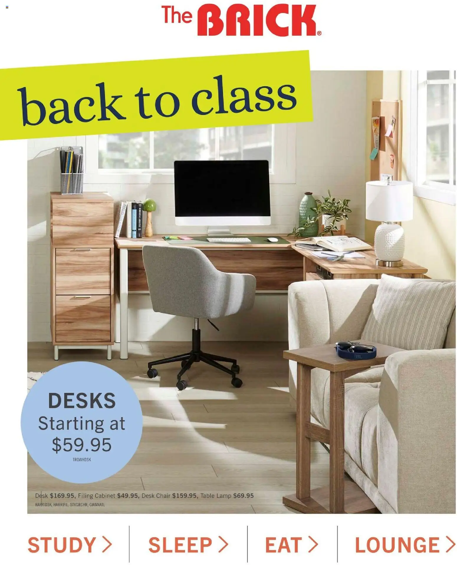 Preview of leaflet The Brick flyer - Back to class from shop The Brick is valid from Jul 16, 2026 - Cabinet, Chair, Lamp, Table lamp, Table