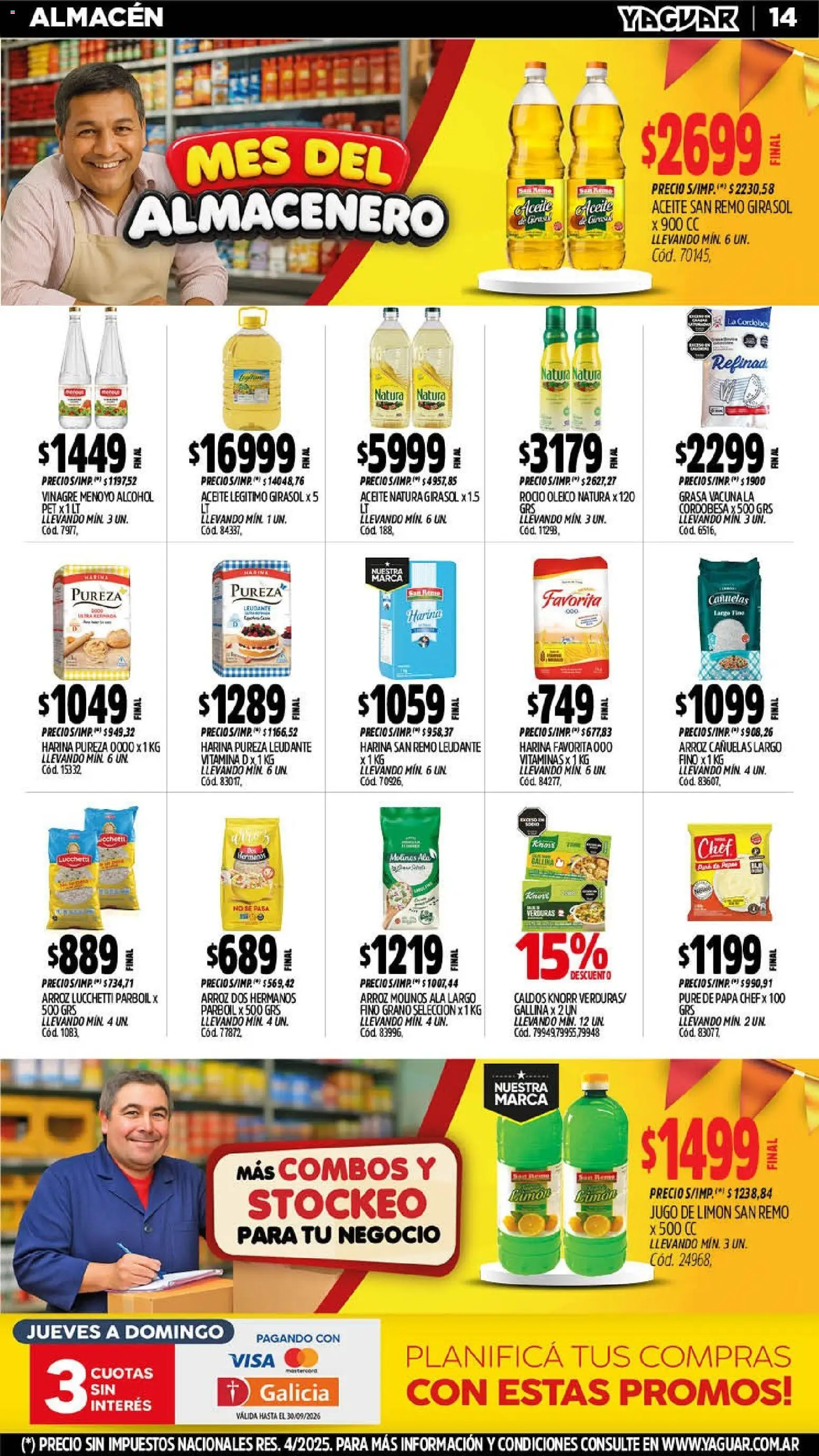 Vista previa del folleto de la tienda Yaguar válido desde el 14/09/2026 - Papa, Alcohol, Verduras, Arroz, Limón, Jugo, Puré, Jugo de limón