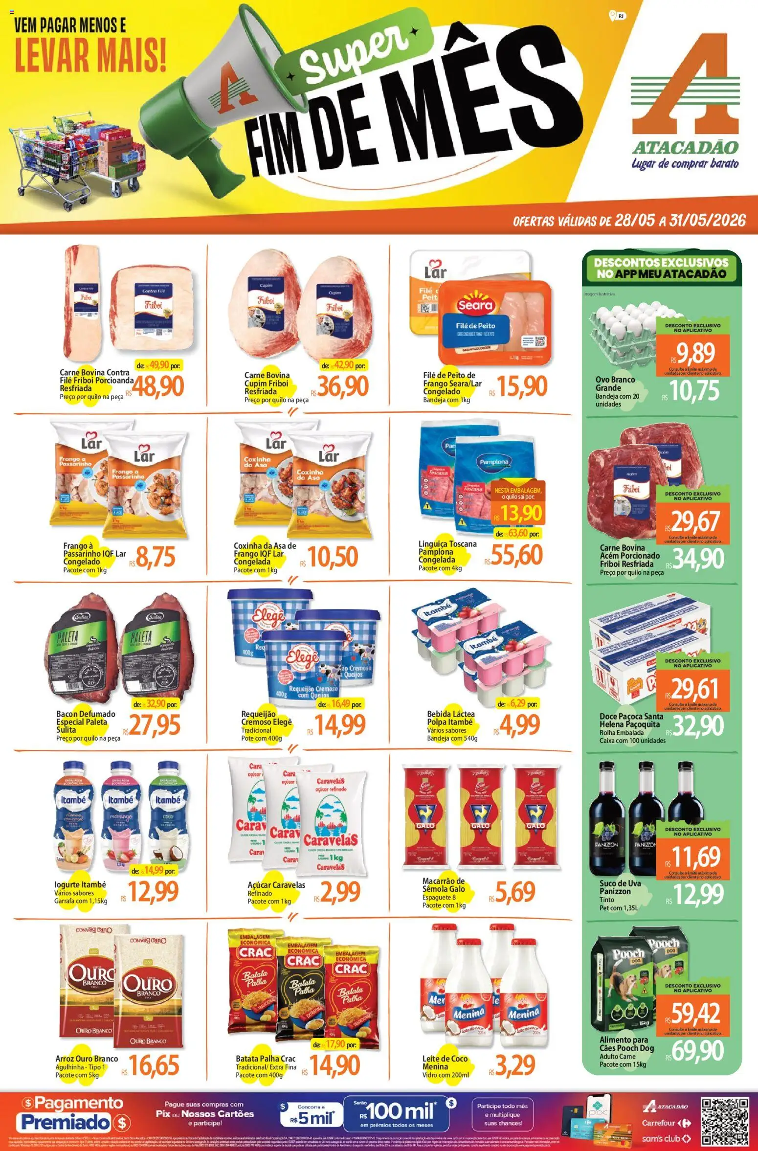 Pré-Visualização do folheto "Atacadão ofertas - RJ" da loja Atacadão válido a partir de 28/05/2026 - Carne, Suco, Açúcar, Bacon, Batata palha, Espaguete, Carne bovina, Contra filé