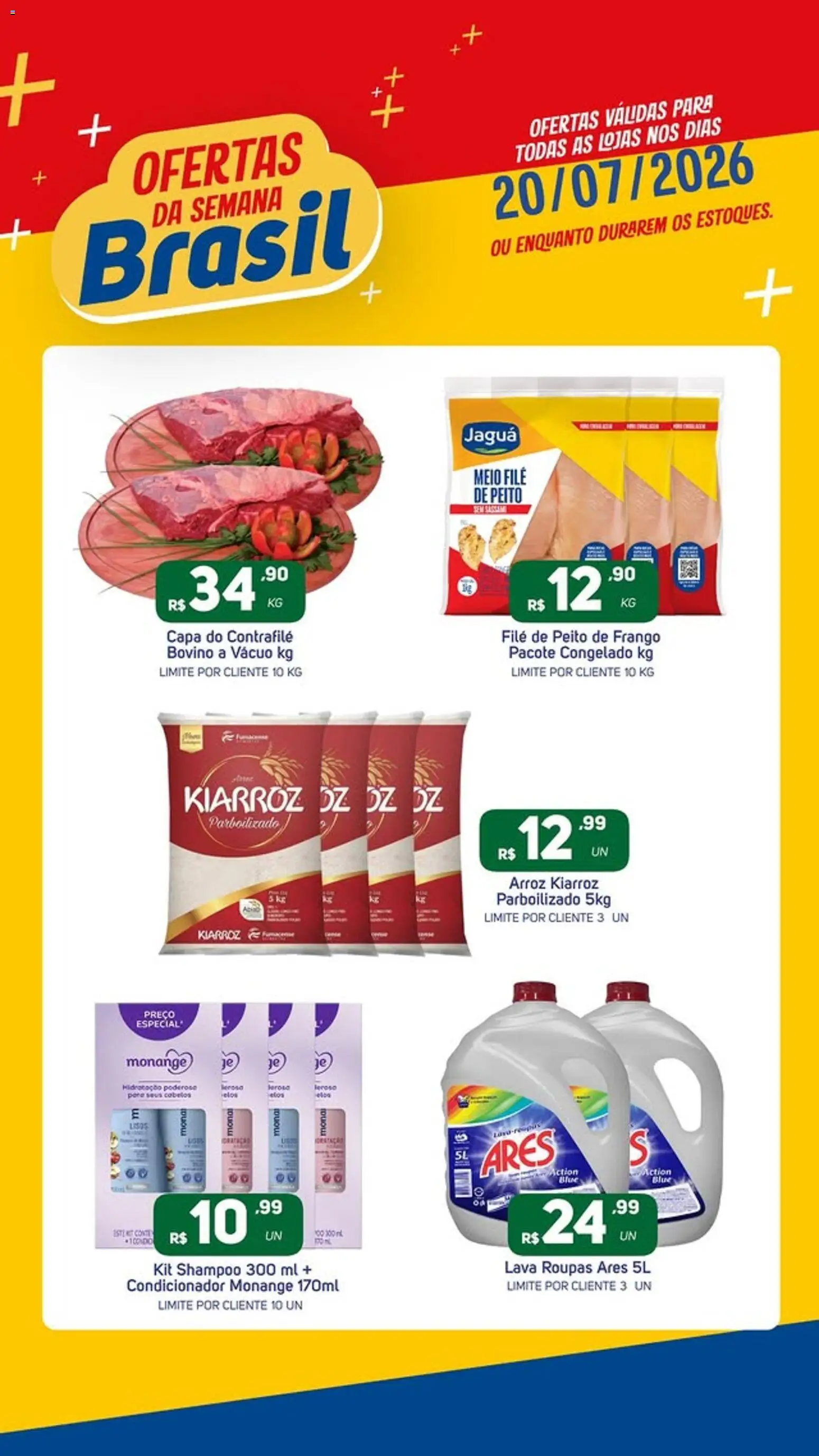 Pré-Visualização do folheto "Brasil Atacadista ofertas do Dia" da loja Brasil Atacadista válido a partir de 20/07/2026 - Shampoo, Roupas, Arroz, Frango, Peito de frango, Condicionador