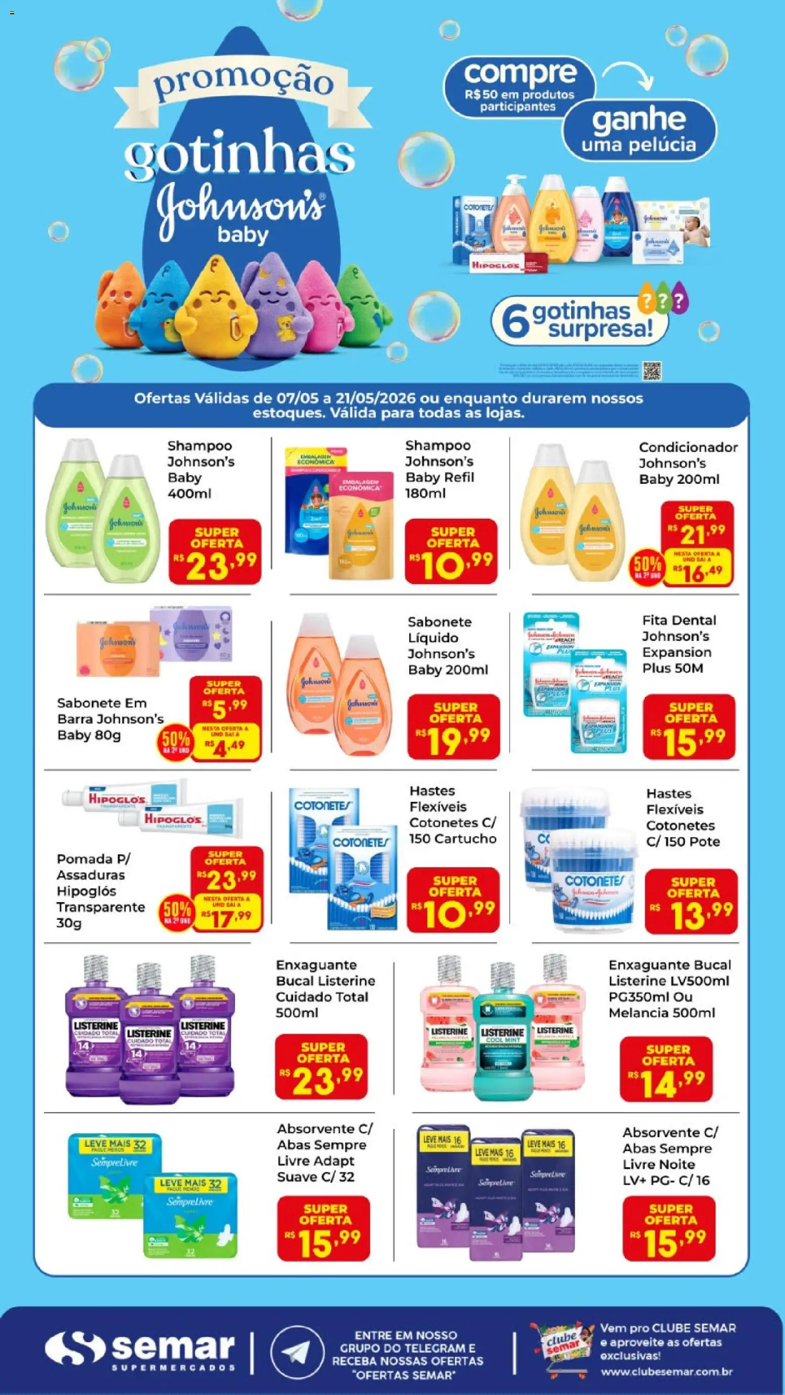 Pré-Visualização do folheto "Semar Supermercado ofertas Johnson's" da loja Semar Supermercado válido a partir de 07/05/2026