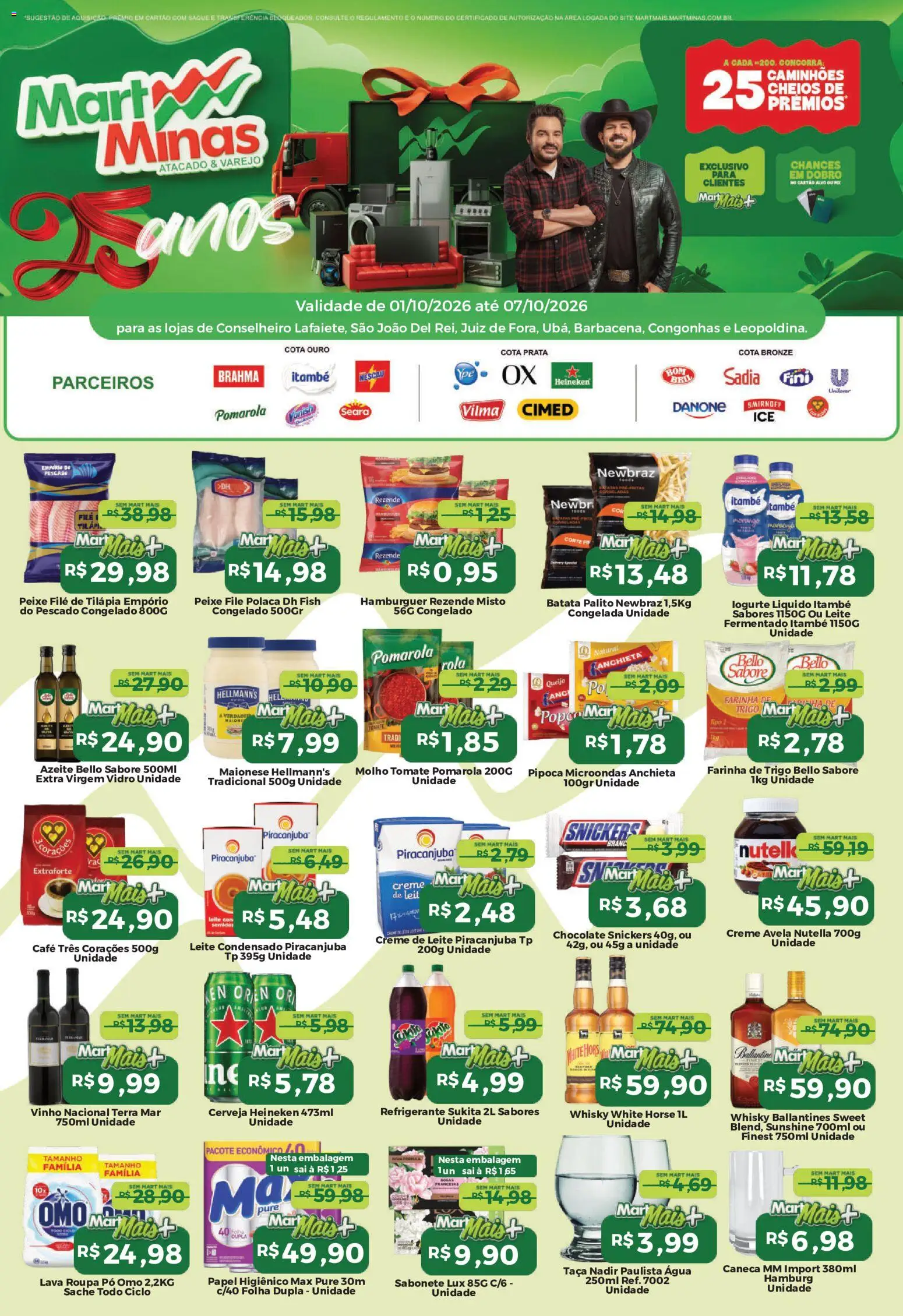 Pré-Visualização do folheto "Mart Minas ofertas" da loja Mart Minas válido a partir de 01/10/2026 - Vinho, Leite, Creme, Vanish, Farinha de trigo, Pó, Farinha, Tilápia