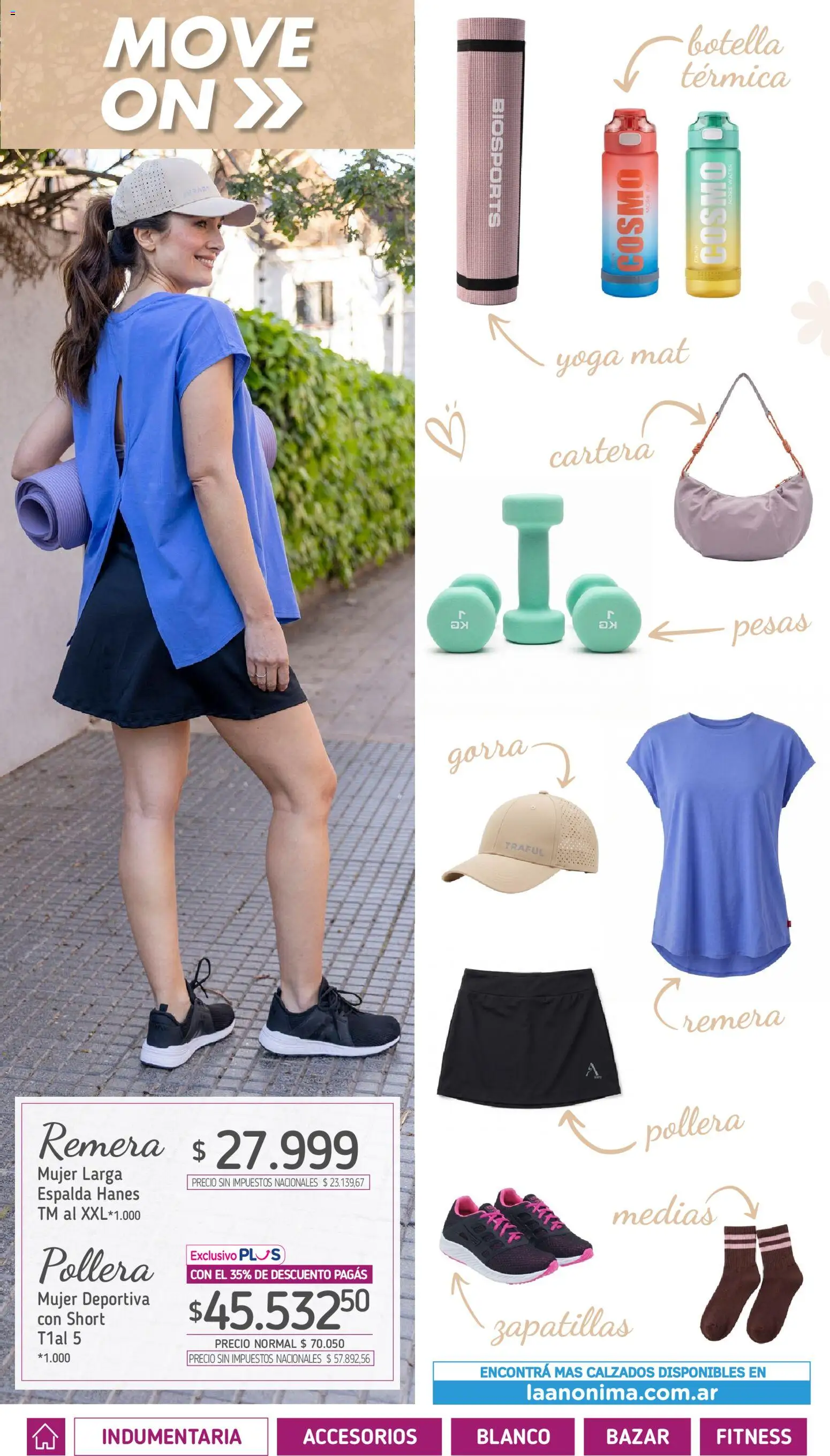 Vista previa del folleto de la tienda La Anonima válido desde el 01/10/2026 - Zapatillas, Gorra, Short, Medias, Pollera, Botella, Térmica, Pesas