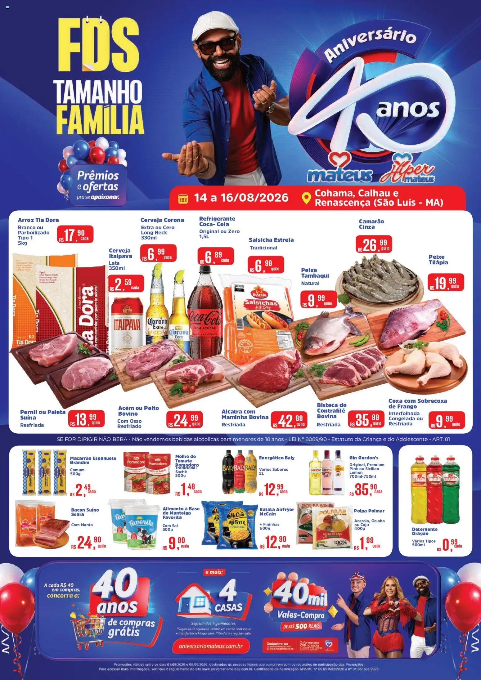 Pré-Visualização do folheto "Mateus - Ofertas da semana" da loja Mateus válido a partir de 14/08/2026 - Gin, Bebidas, Base, Manteiga, Refrigerante, Cola, Cerveja Corona, Paleta suína