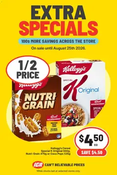 Preview of catalogue IGA catalogue Extra specials from shop IGA valid 25/08/2026