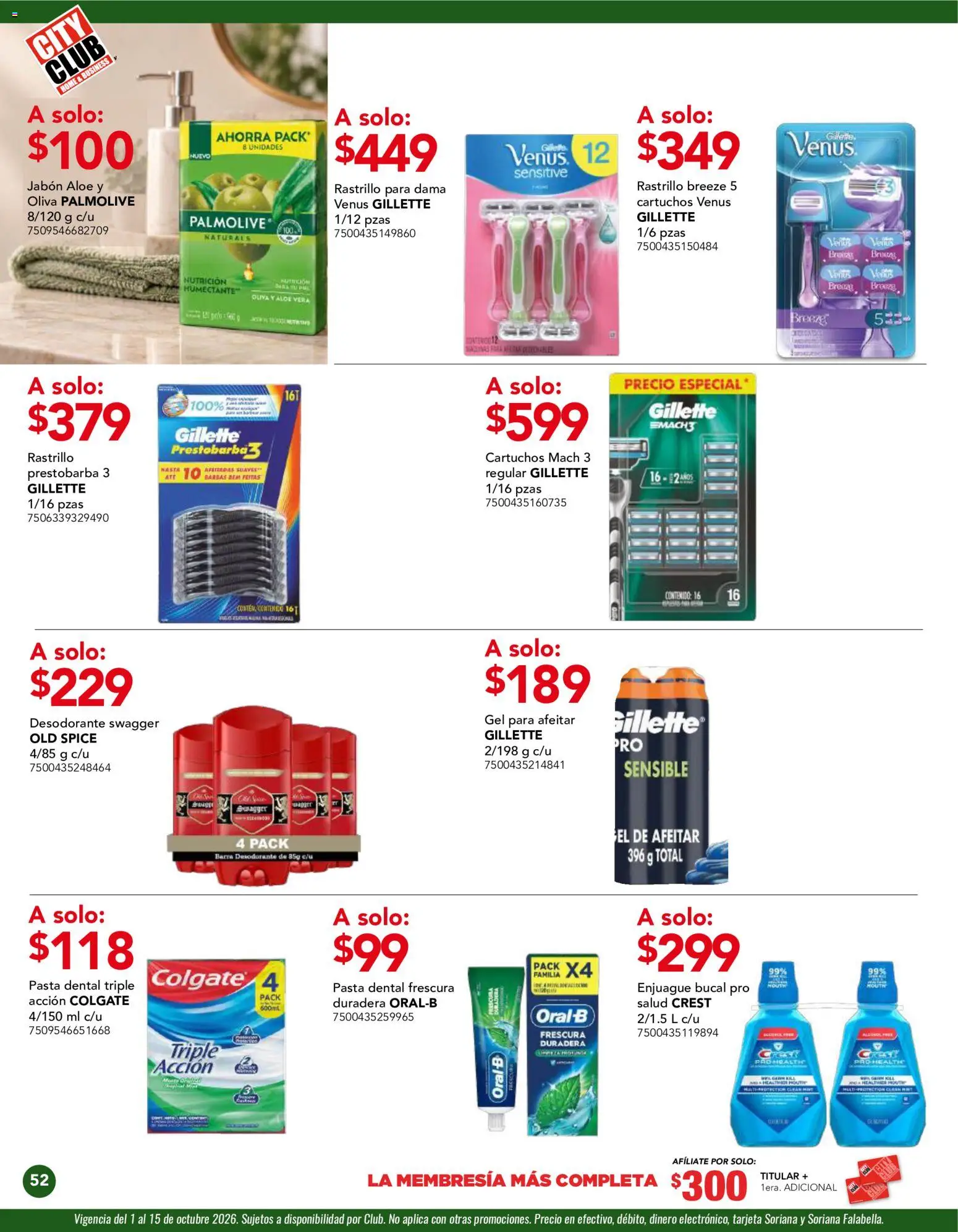Vista previa las ofertas de la tienda City Club - City Club catálogo desde el 01/10/2026 - Pasta, Desodorante, Jabón, Enjuague bucal, Aloe Vera, Barra, Rastrillo, Pasta dental