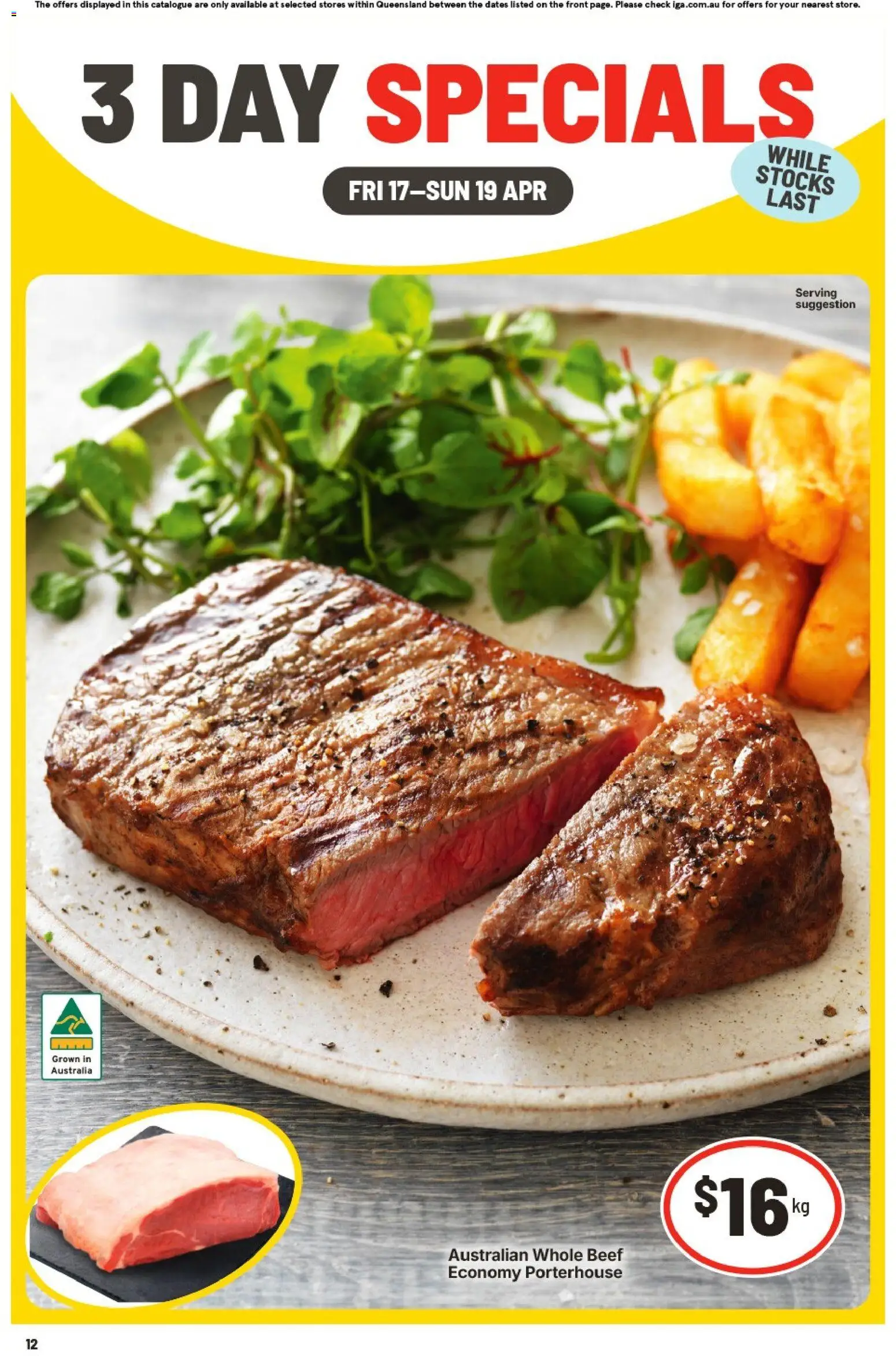 Preview of catalogue IGA 3 Day Specials QLD from shop IGA valid 17/04/2026 - Beef