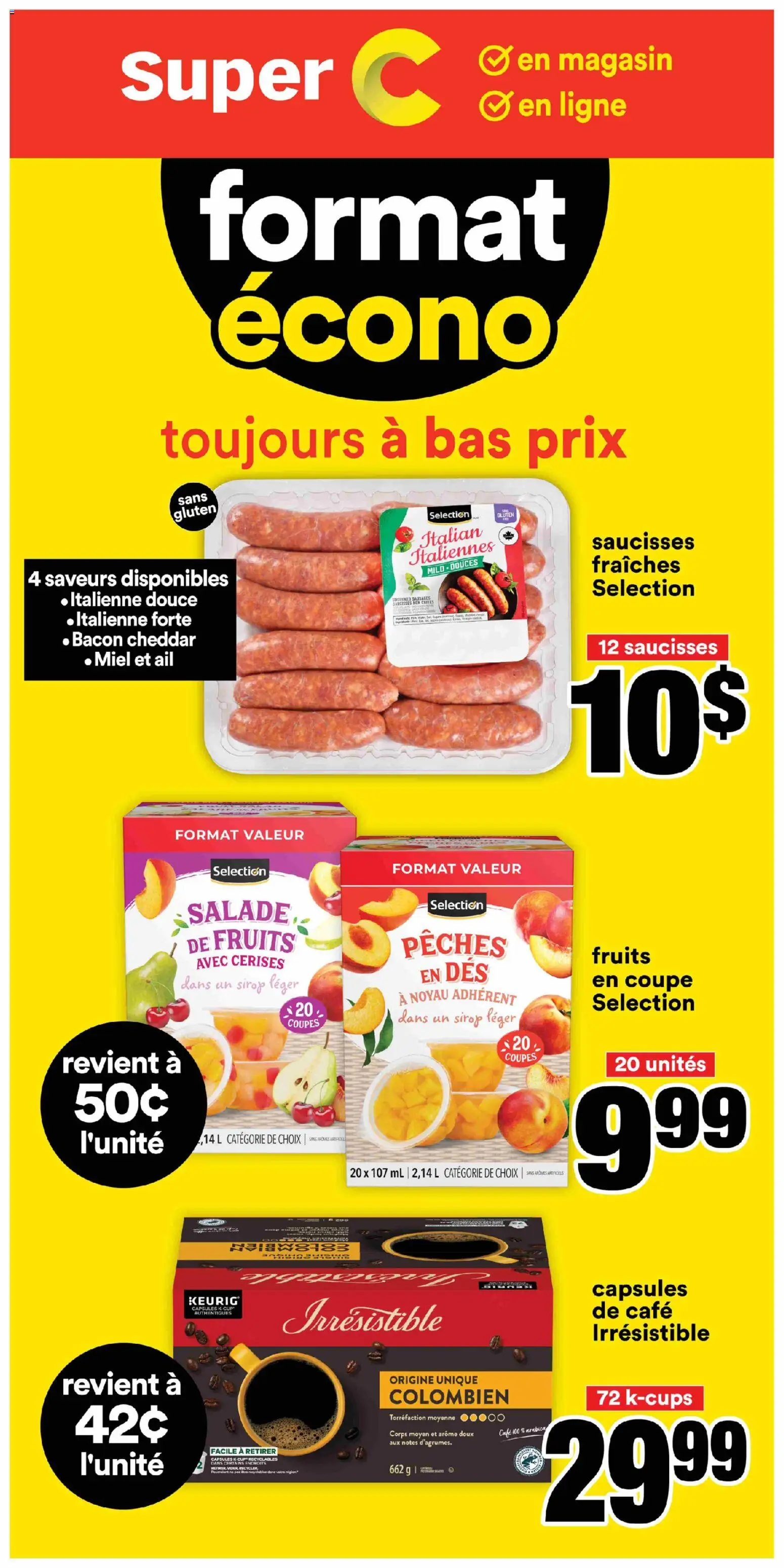 Preview of leaflet Super C - Booklet Format Econo from shop Super C is valid from Aug 13, 2026 - Bacon, Sausages, Capsules, Cheddar