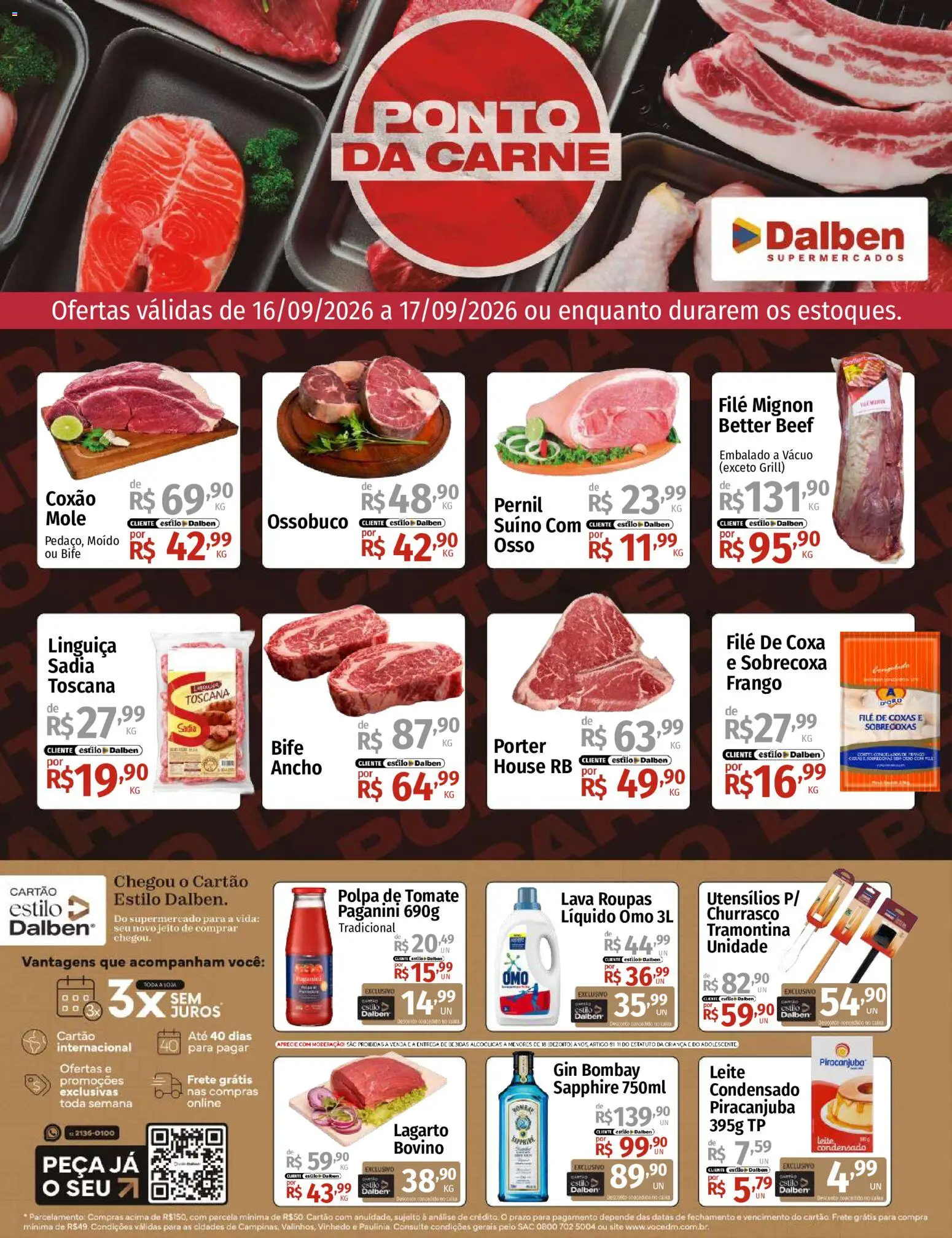 Pré-Visualização do folheto "Supermercado Dalben - Ofertas da semana" da loja Supermercado Dalben válido a partir de 16/09/2026 - Gin, Roupas, Bebidas, Leite, Tomate, Grill, Linguiça, Filé mignon