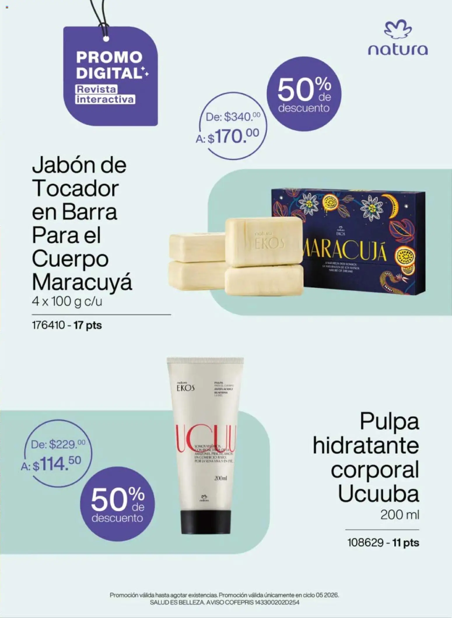 Vista previa las ofertas de la tienda Natura - Natura campaña 6 2026 desde el 02/04/2026 - Revista, Jabón, Barra