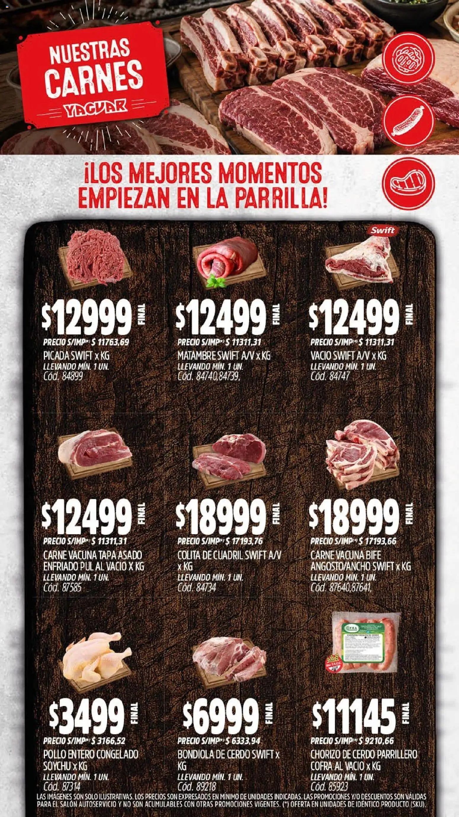 Vista previa del folleto de la tienda Yaguar válido desde el 03/08/2026 - Parrilla, Pollo, Carne, Cerdo, Bondiola de cerdo, Chorizo, Bife, Pollo entero