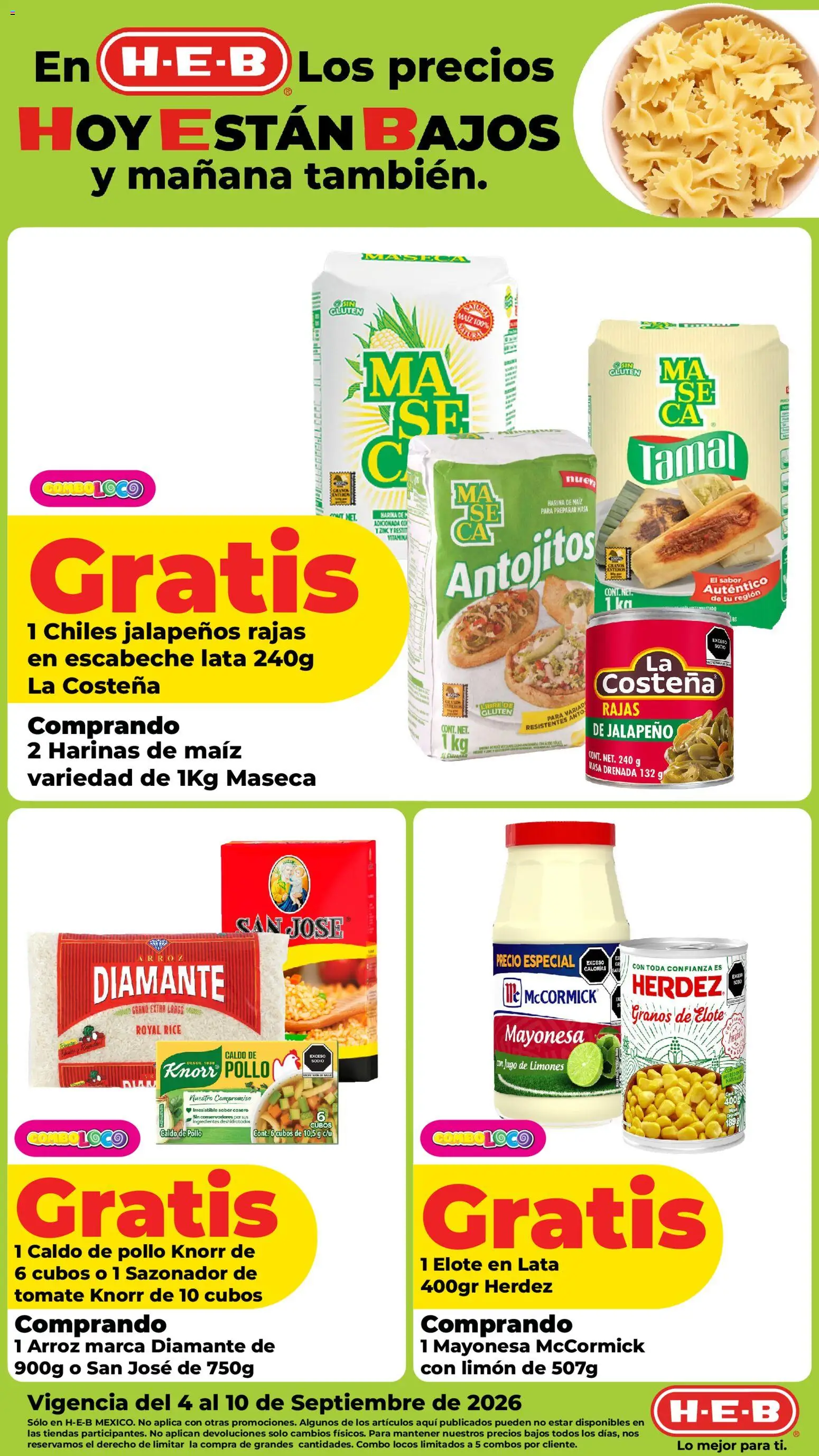 Vista previa las ofertas de la tienda H-E-B - H-E-B folleto desde el 04/09/2026 - Pollo, Tomate, Limón, Limones, Jugo, Masa, Harina, Ingredientes