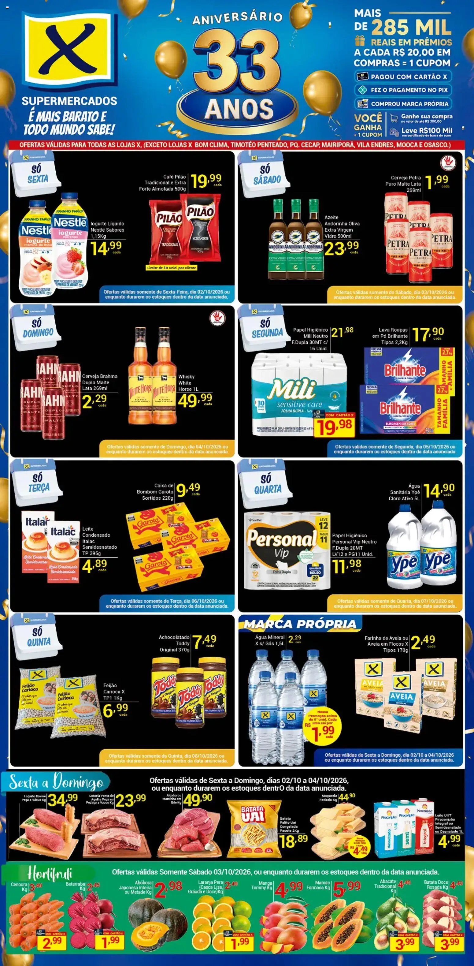 Pré-Visualização do folheto "X Supermercados - Ofertas da semana" da loja X Supermercados válido a partir de 02/10/2026