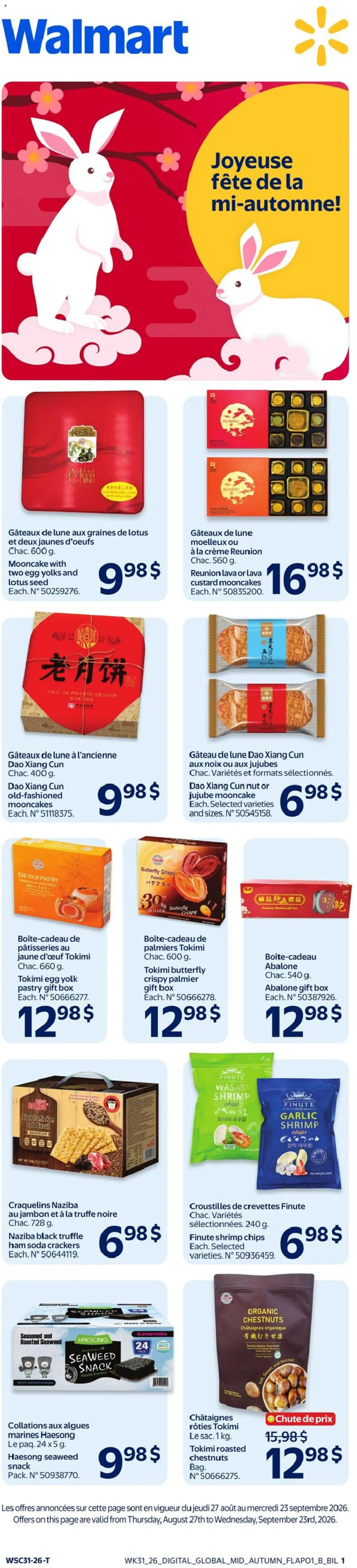 Preview of leaflet Walmart circulaire - Joyeuse fête de la mi-automne from shop Walmart is valid from Aug 27, 2026