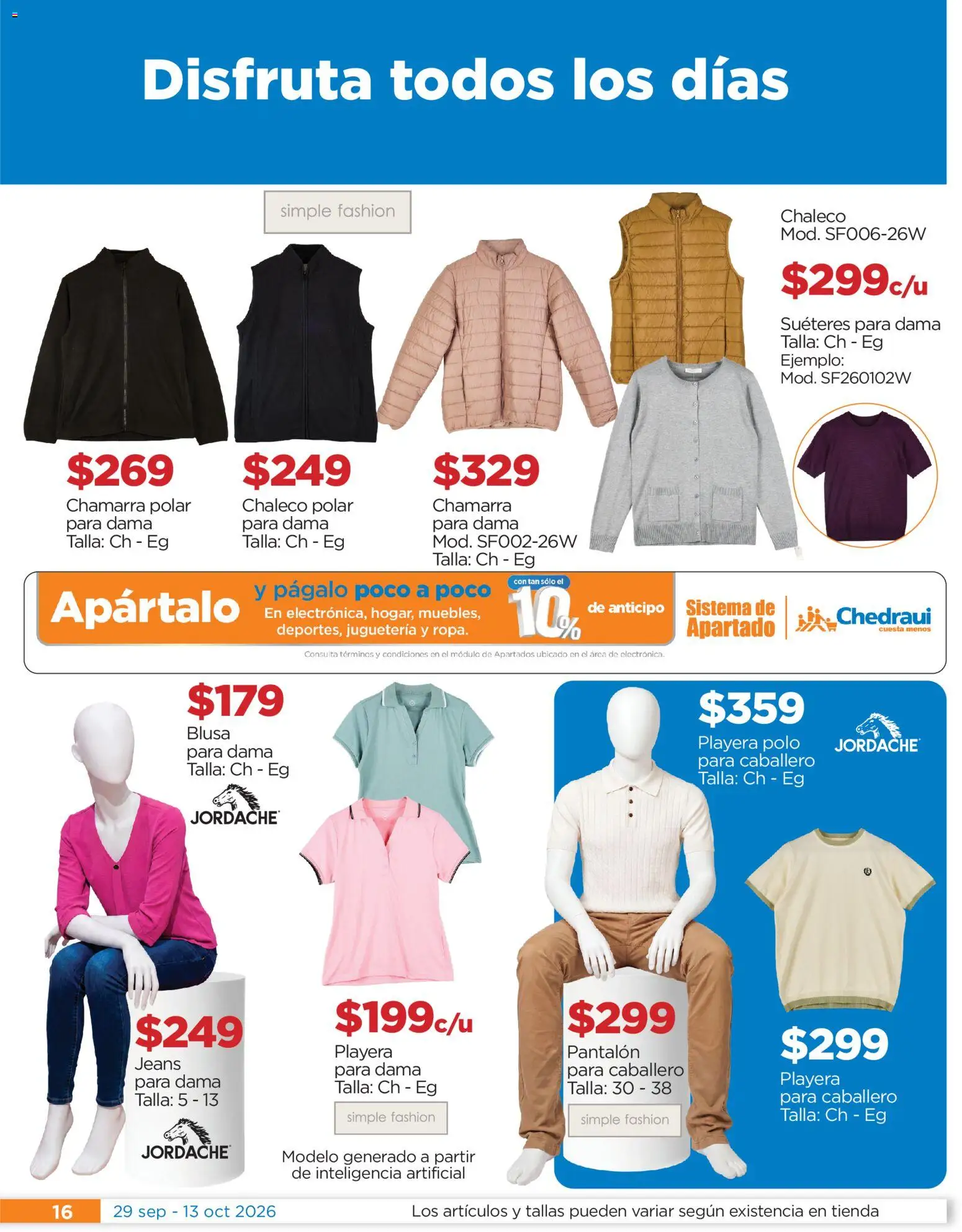 Vista previa las ofertas de la tienda Chedraui - Chedraui folleto Festival marca propia desde el 29/09/2026 - Playera, Chamarra, Blusa, Chaleco
