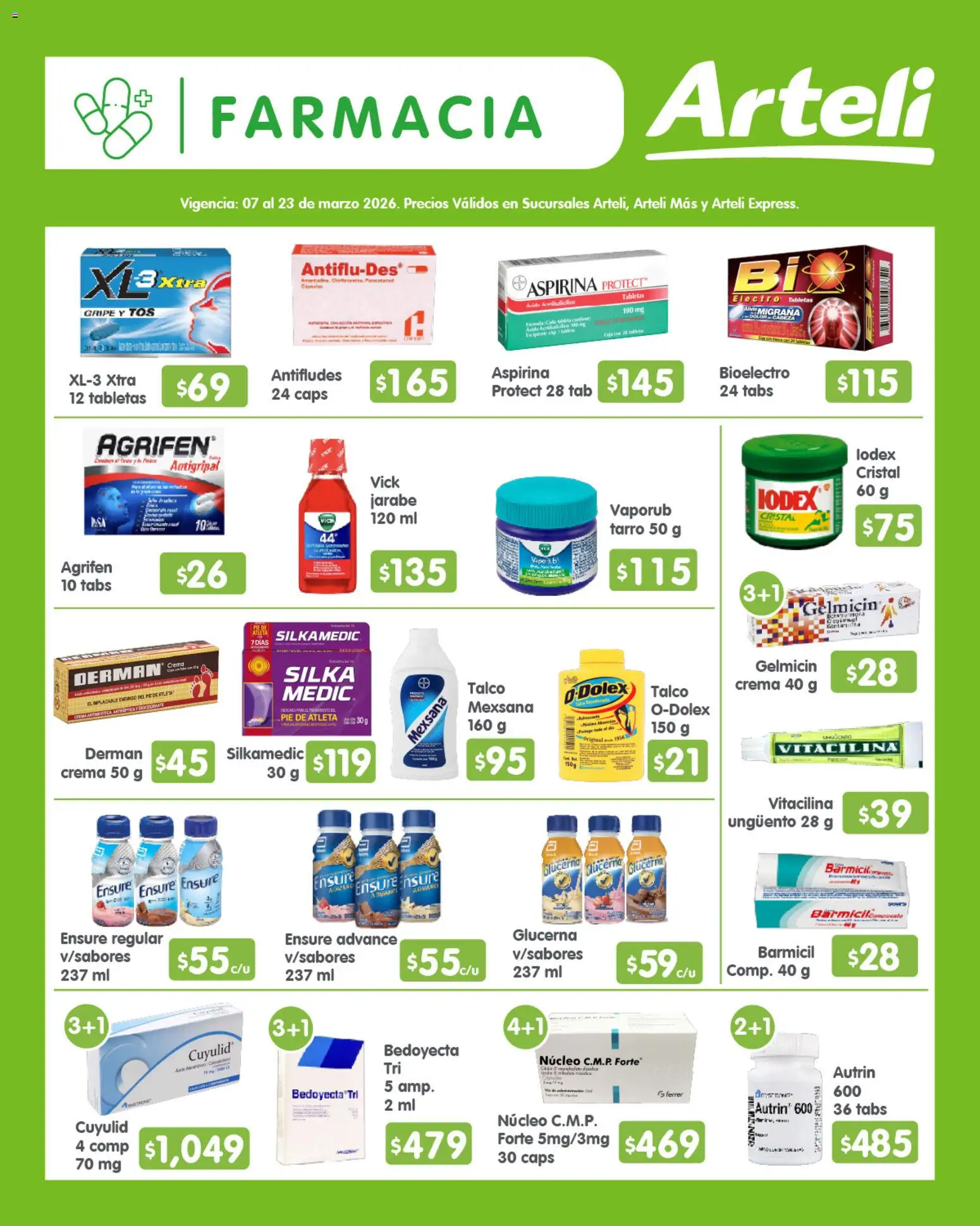 Vista previa las ofertas de la tienda Arteli - Arteli folleto Quincenal desde el 07/03/2026 - Crema, Caja, Antigripal, Jarabe