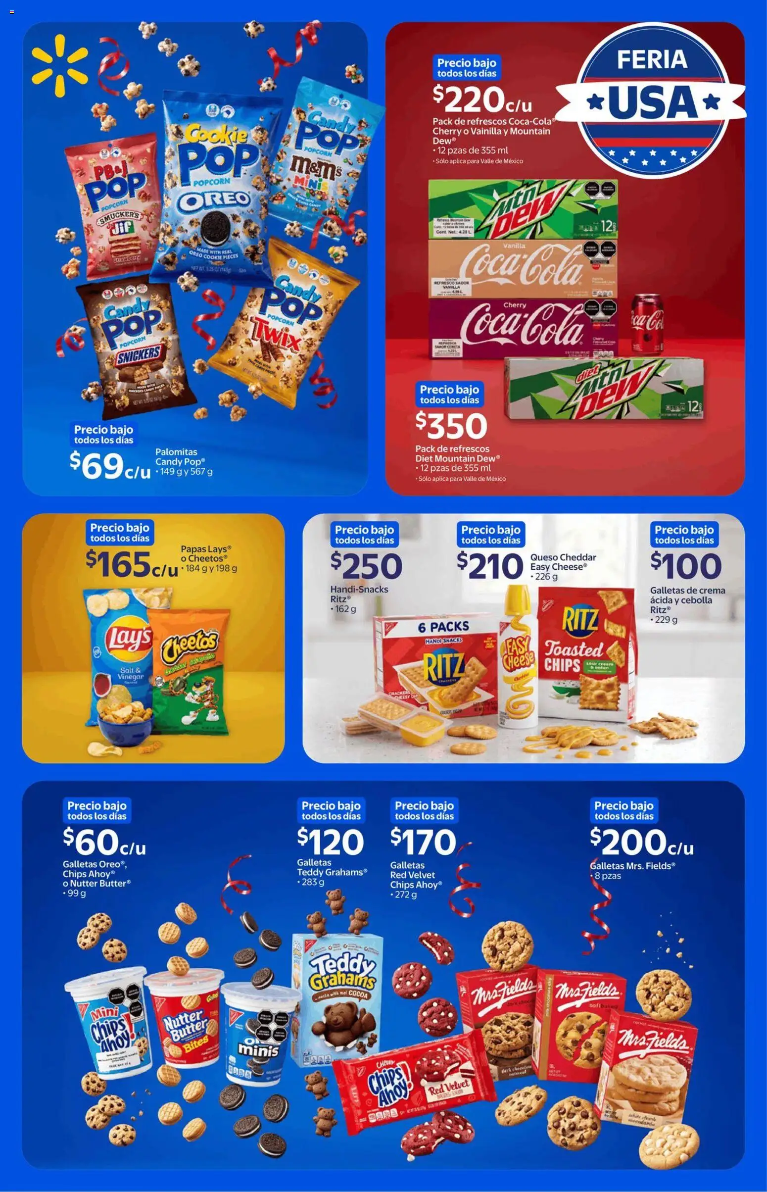Vista previa las ofertas de la tienda Walmart Express - Walmart Express folleto Antojos que cruzan fronteras desde el 22/07/2026 - Palomitas, Queso, Crema, Cebolla, Refresco, Vainilla, Oreo, Queso Cheddar