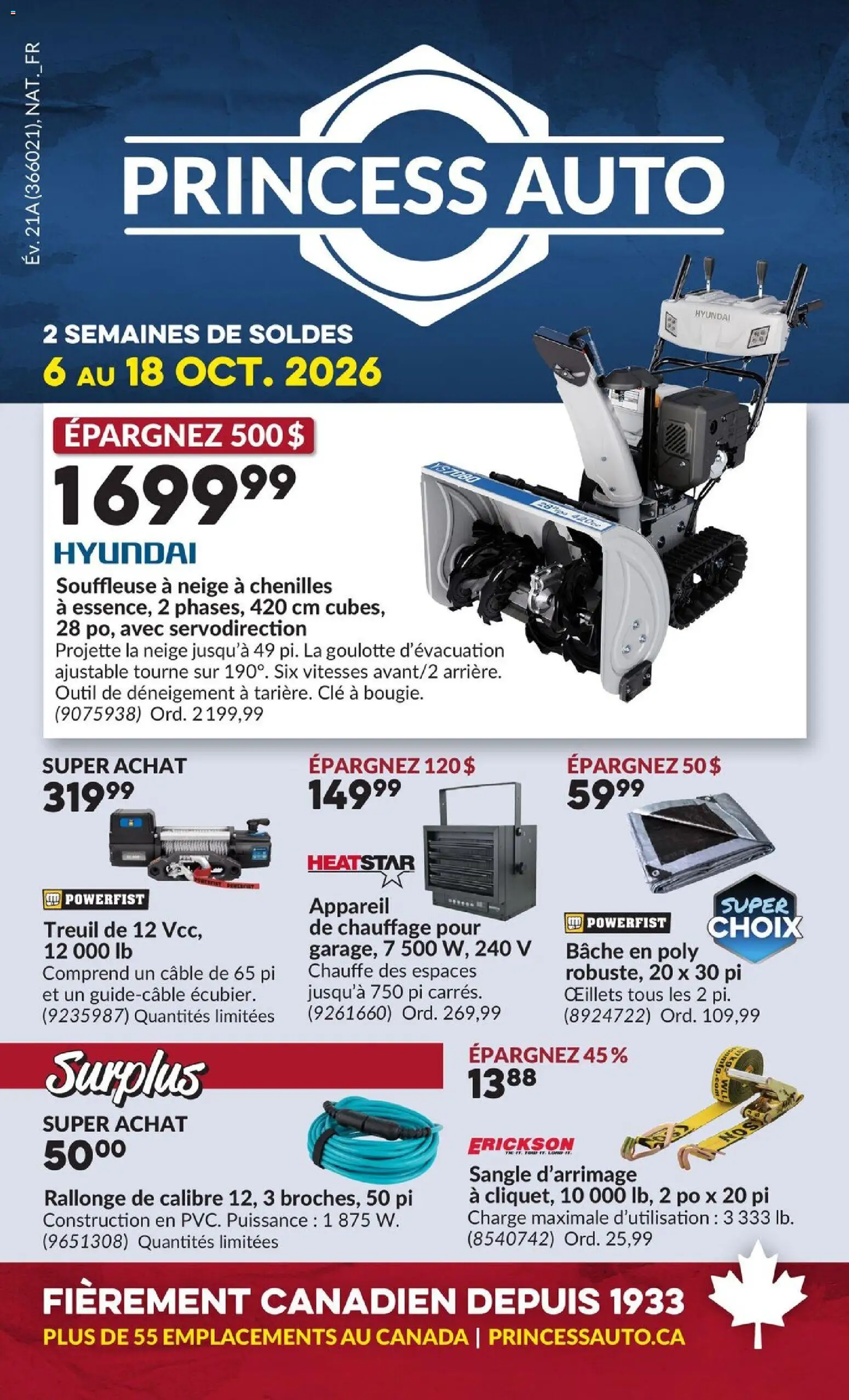 Preview of leaflet Princess Auto circulaire - 2 Semaines de Soldes ! from shop Princess Auto is valid from Oct 06, 2026
