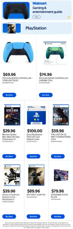 Un aperçu du dépliant Walmart flyer - Gaming & entertainment guide du magasin Walmart est valide à partir 28 mai 2026