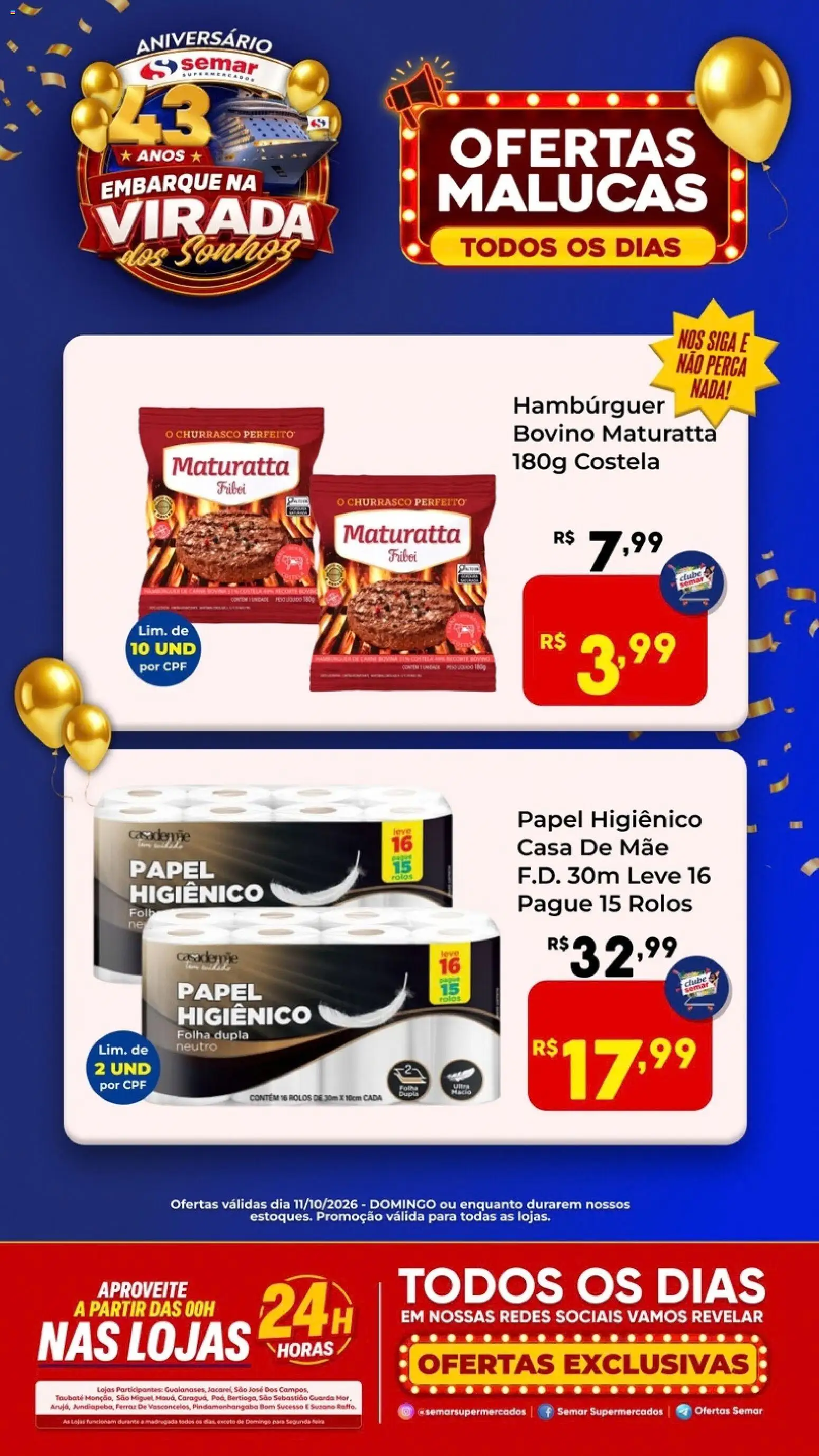 Pré-Visualização do folheto "Semar Supermercado ofertas Malucas" da loja Semar Supermercado válido a partir de 11/10/2026