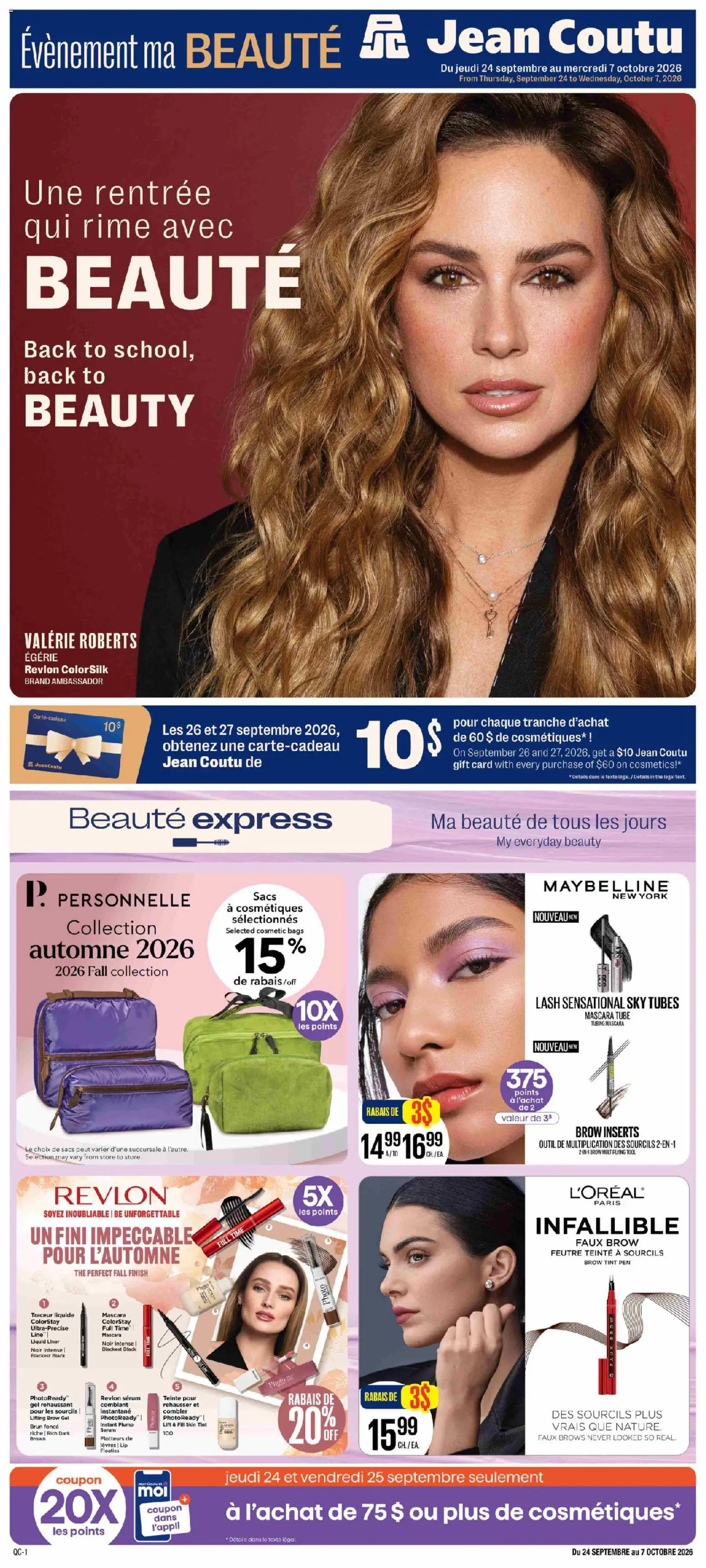 Preview of leaflet Jean Coutu - Encart rentrée beauté from shop Jean Coutu is valid from Sep 24, 2026