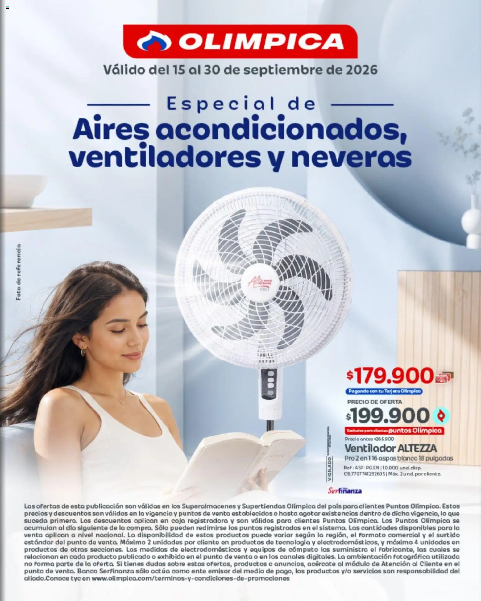 Vista previa del prospecto Olímpica Especial Aires y Ventiladores del almacen Olímpica válida del 15/09/2026 al 30/09/2026 - Banco, Ventilador, Sobre, Caja
