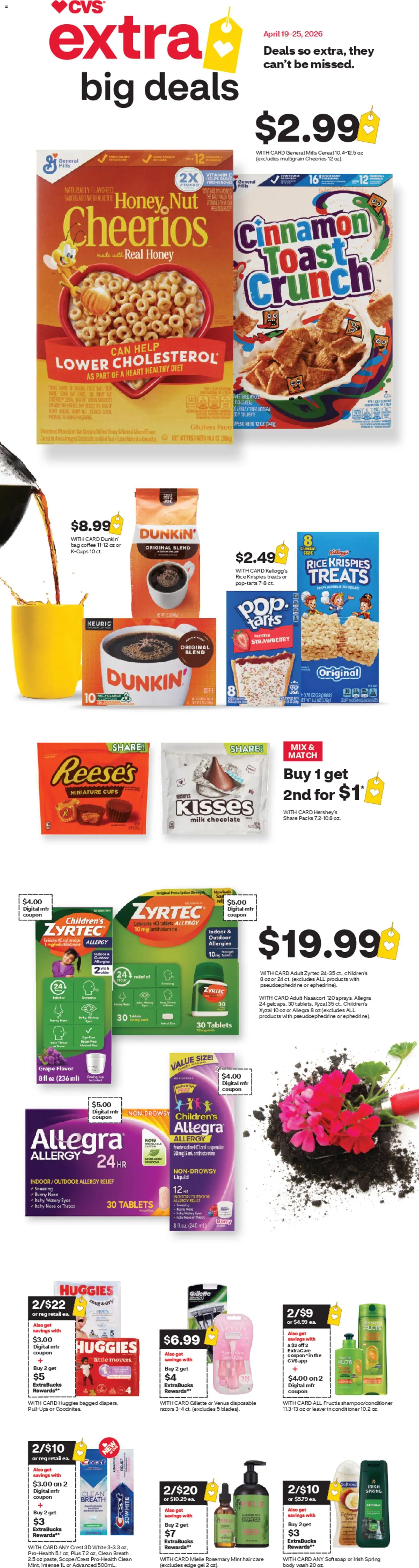 Ad Preview of CVS Pharmacy CVS Pharmacy Weekly Ad - VA from 04/19/2026 - Chocolate, Honey, Milk, Cereal, Rice, Vitamin, Bag, Conditioner