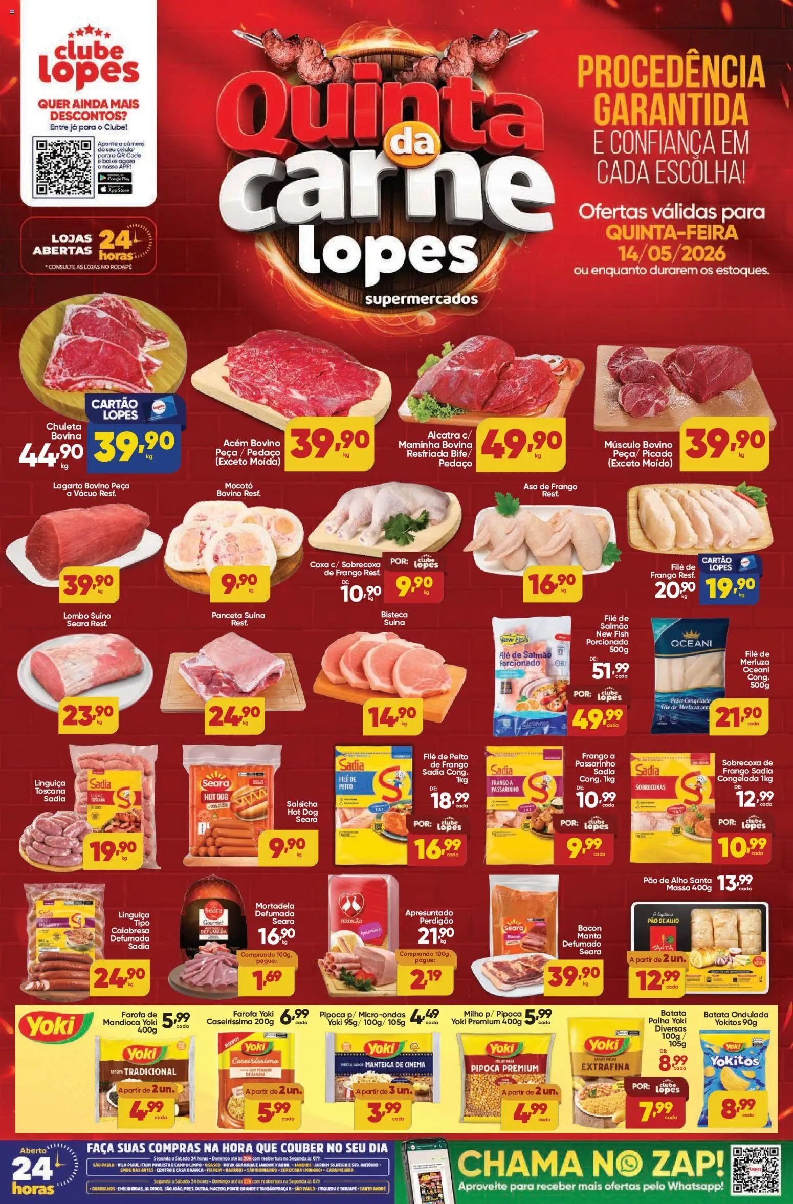 Pré-Visualização do folheto "Lopes Supermercados - Ofertas da semana" da loja Lopes Supermercados válido a partir de 14/05/2026 - Microondas, Salsicha, Pão, Manteiga, Pao de alho, Rodapé, Linguiça, Alcatra