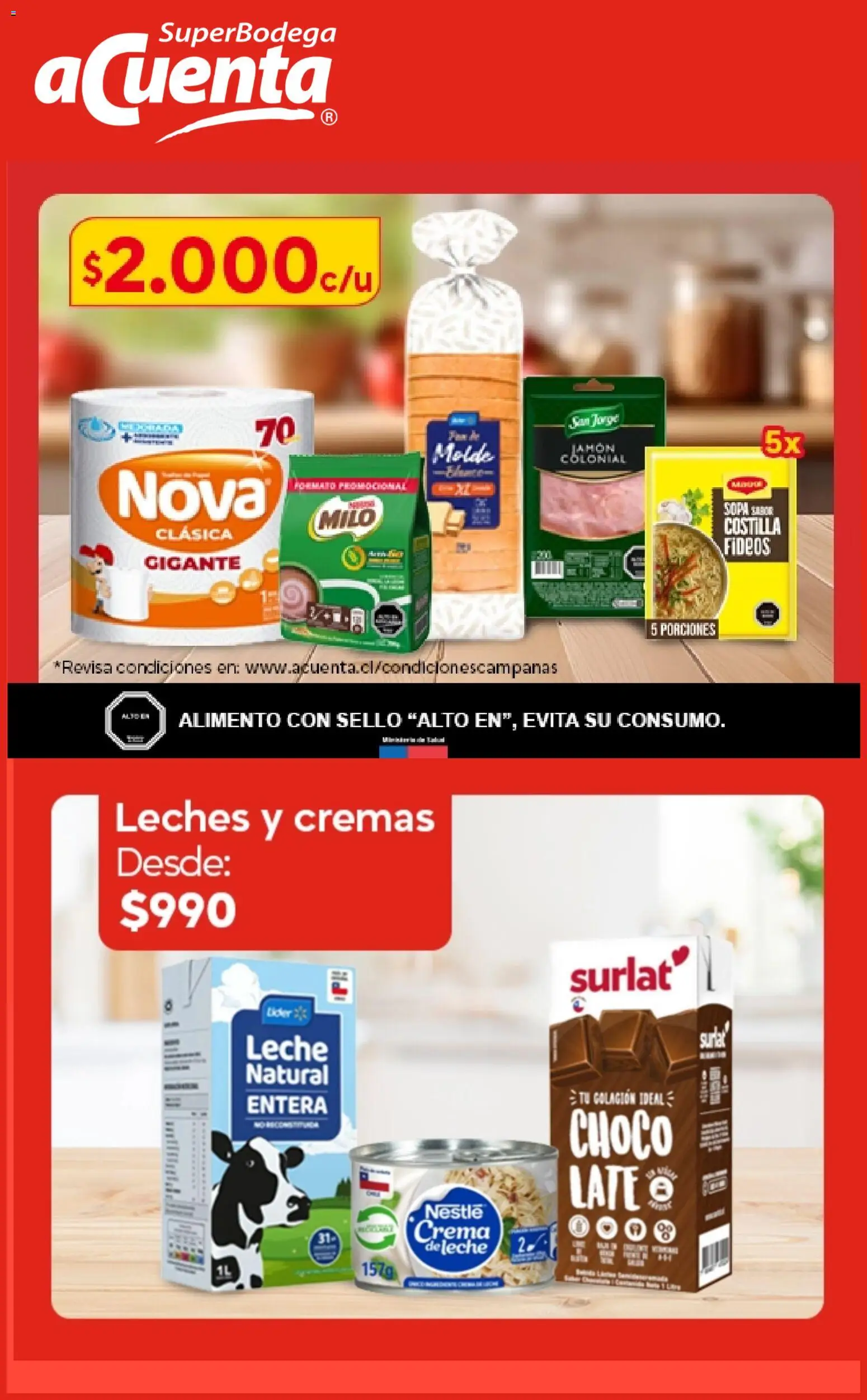 Folleto de la tienda Super Bodega aCuenta válido desde el 25.05.2026 - Crema de leche, Leche, Crema, Fideos, Sopa, Molde