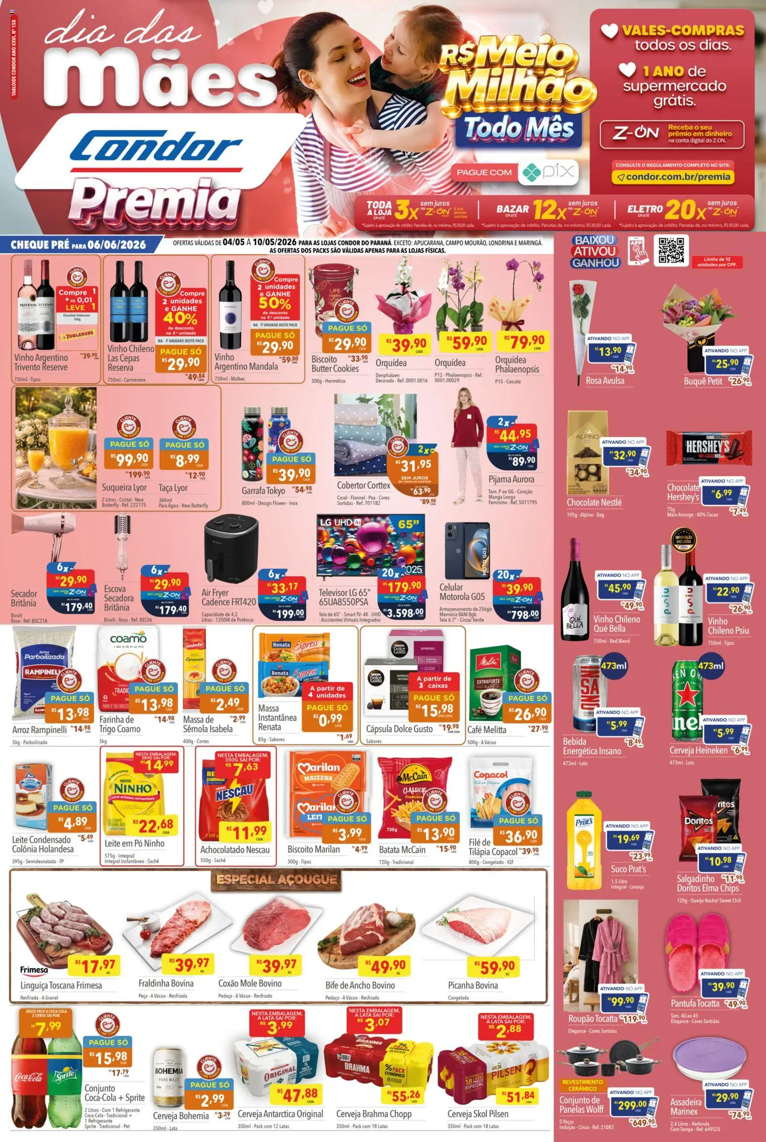 Pré-Visualização do folheto "Supermercados Condor ofertas Dia das Mães" da loja Supermercados Condor válido a partir de 04/05/2026
