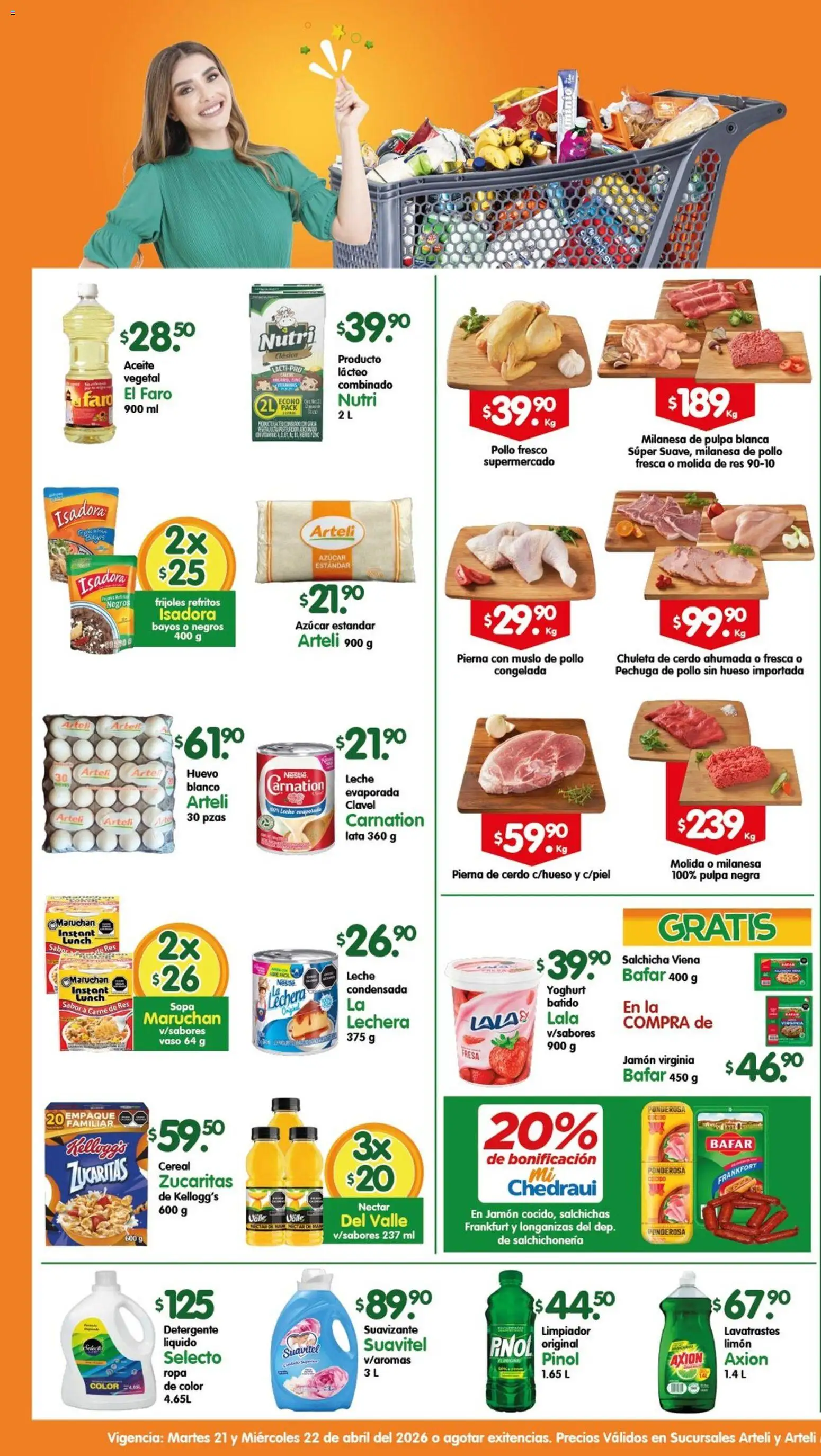 Vista previa las ofertas de la tienda Arteli - Arteli folleto desde el 21/04/2026 - Pollo, Azúcar, Leche, Huevo, Aceite, Cerdo, Sopa, Jamón