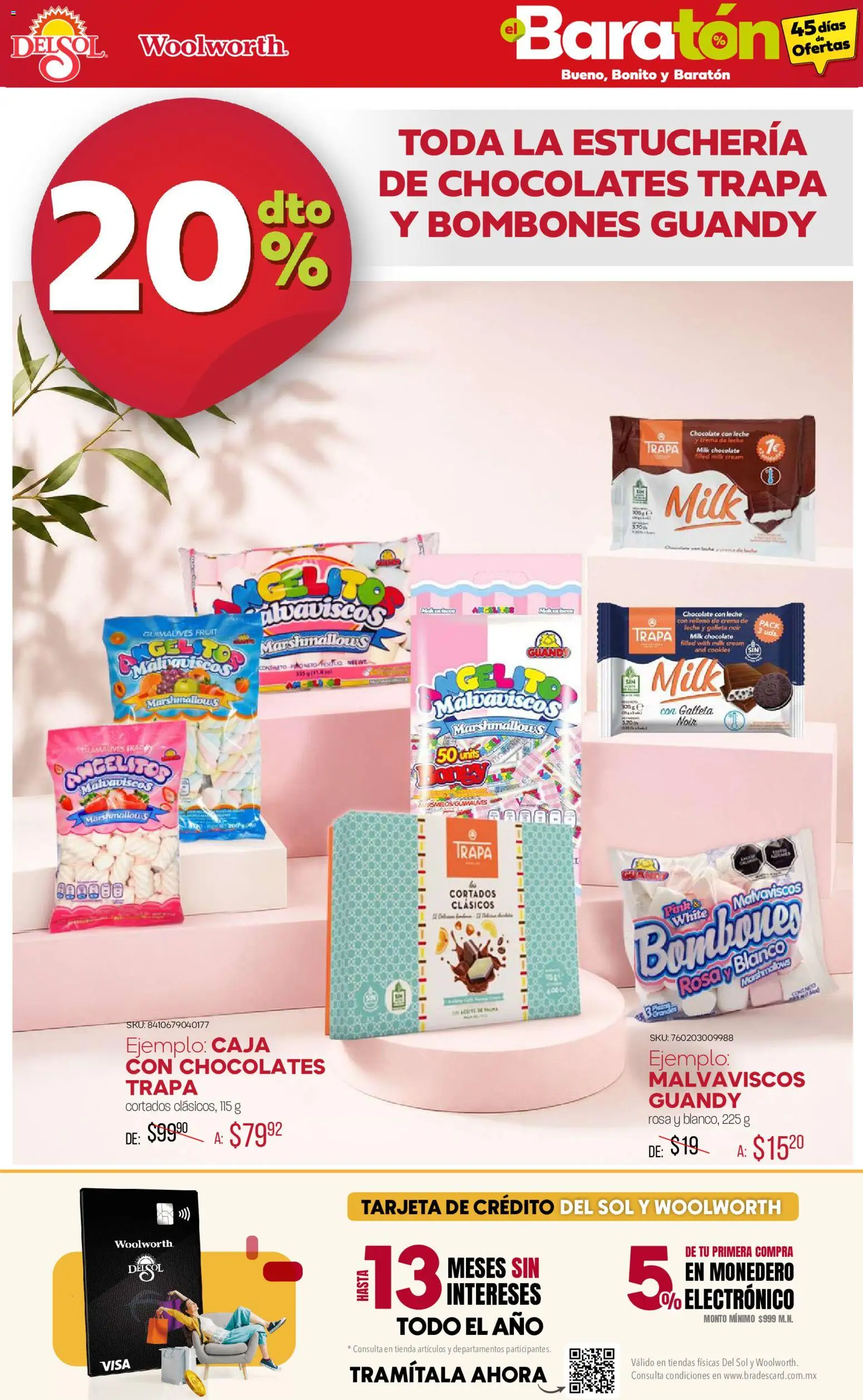 Vista previa las ofertas de la tienda Del Sol y Woolworth - Del Sol y Woolworth catálogo Bueno, Bonito y Baratón desde el 09/07/2026 - Chocolate, Leche, Crema, Caja, Bombones, Monedero