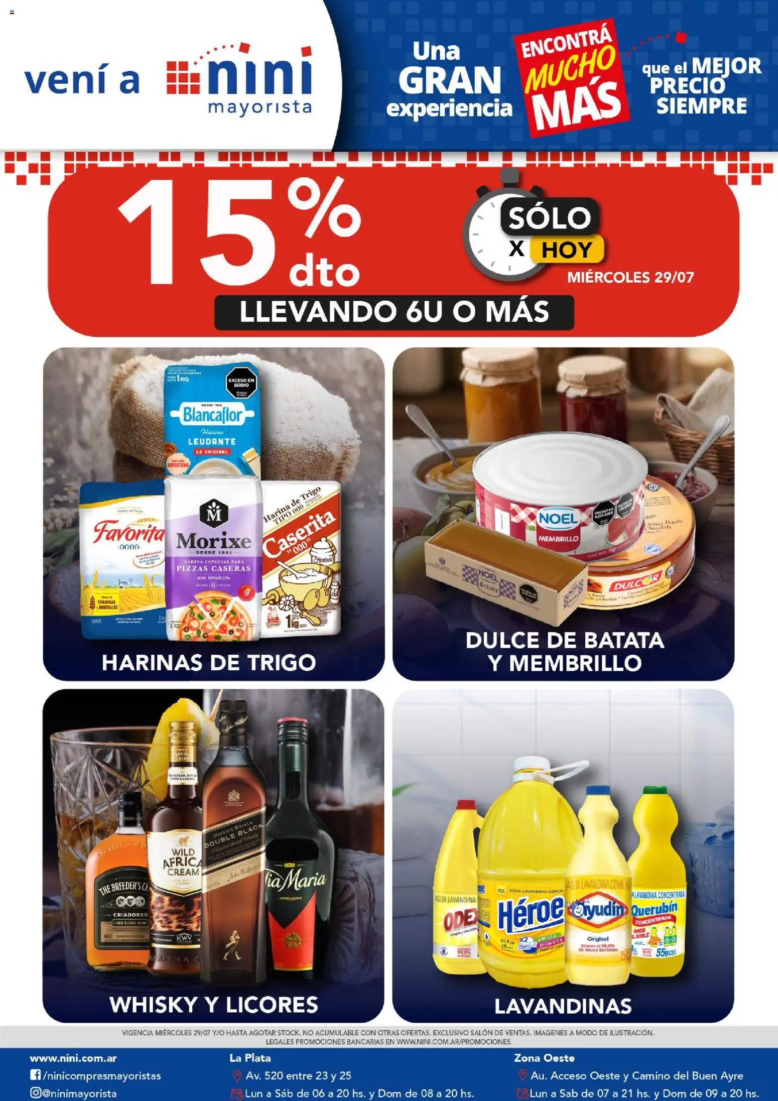 Vista previa del folleto de la tienda NINI Mayorista válido desde el 29/07/2026 - Chocolate, Agua, Whisky, Vitaminas, Harina, Levadura, Lavandina, Dulce