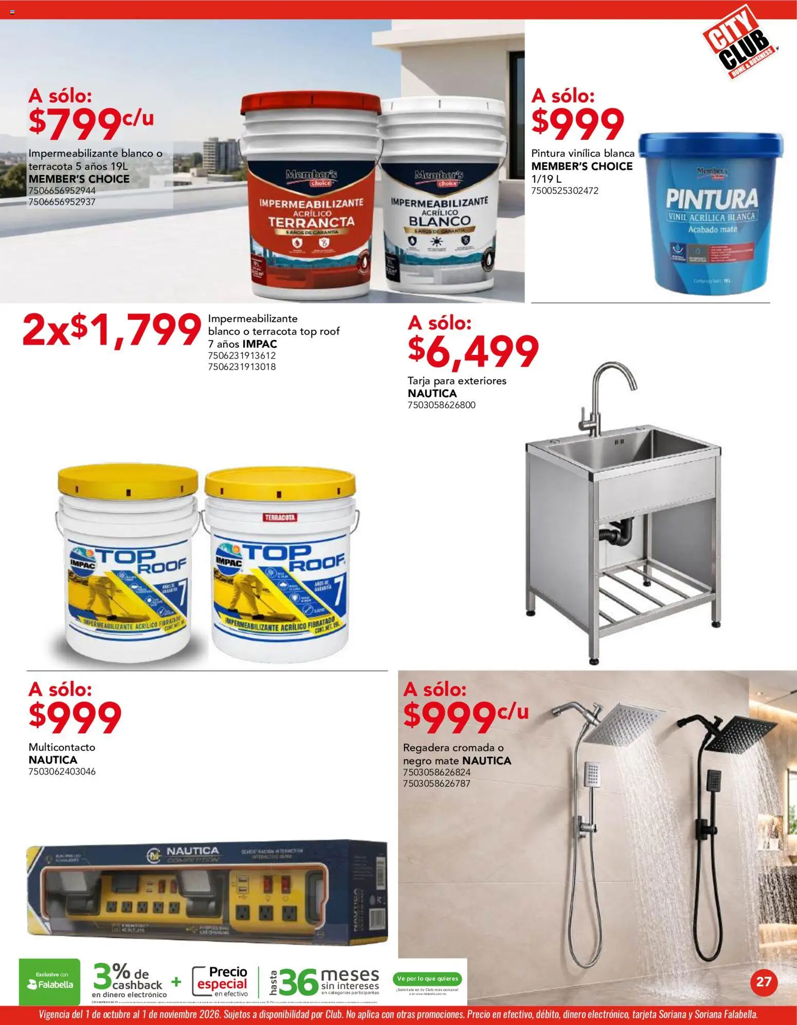 Vista previa las ofertas de la tienda City Club - City Club catálogo desde el 01/10/2026 - Pintura, Impermeabilizante, Top, Mate, Regadera
