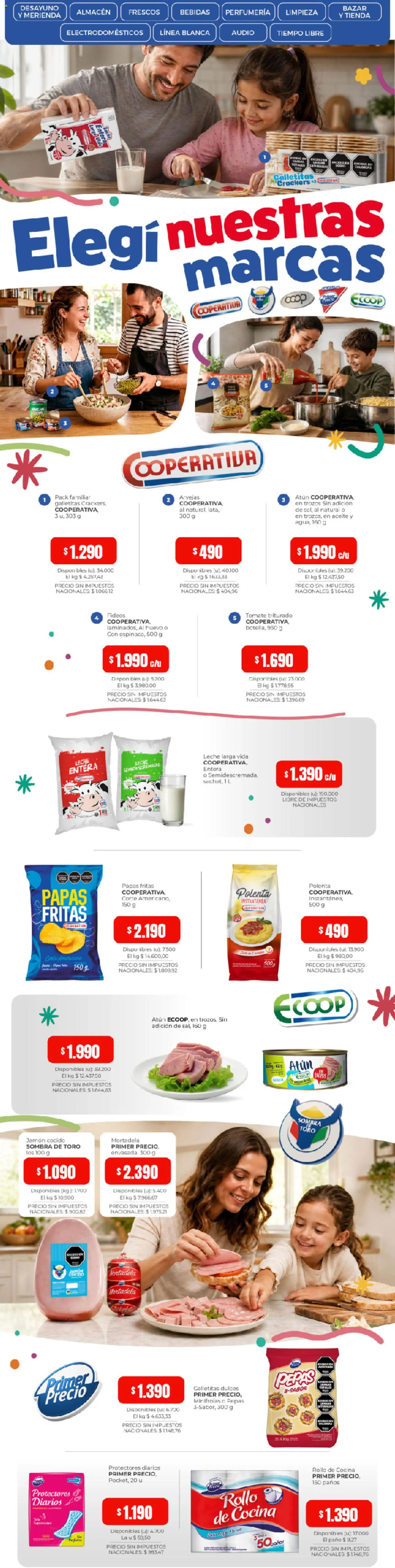 Vista previa del folleto de la tienda Cooperativa Obrera válido desde el 13/08/2026 - Tomate, Aceite, Polenta, Leche, Audio, Atún, Sombra, Dulces