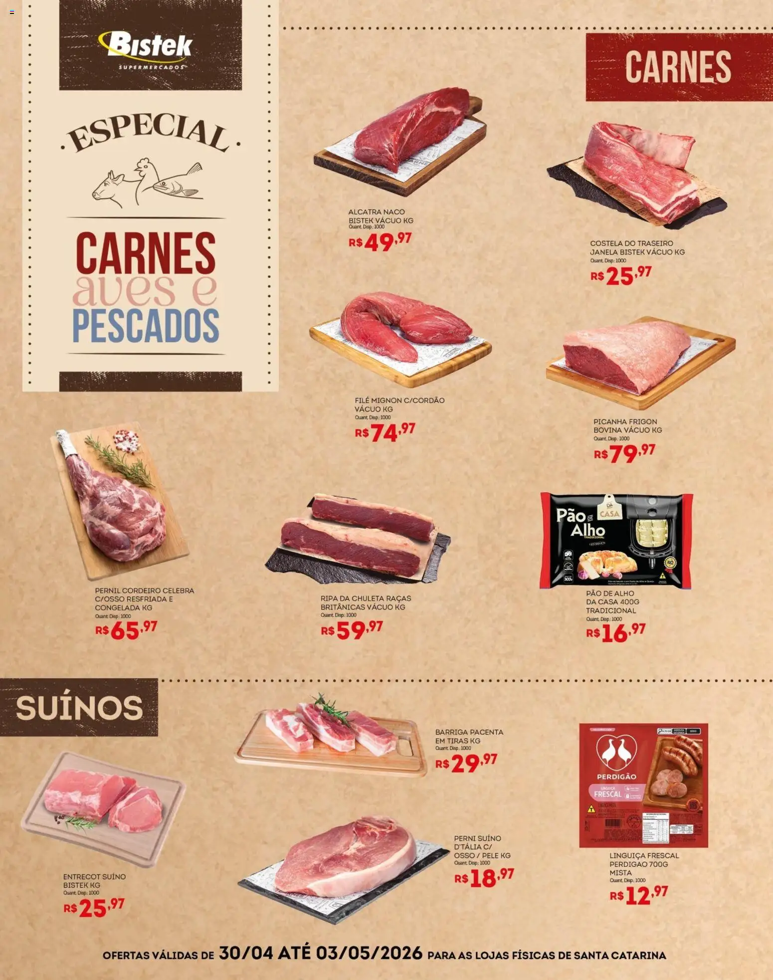 Pré-Visualização do folheto "Bistek Supermercados ofertas Carnes" da loja Bistek Supermercados válido a partir de 30/04/2026