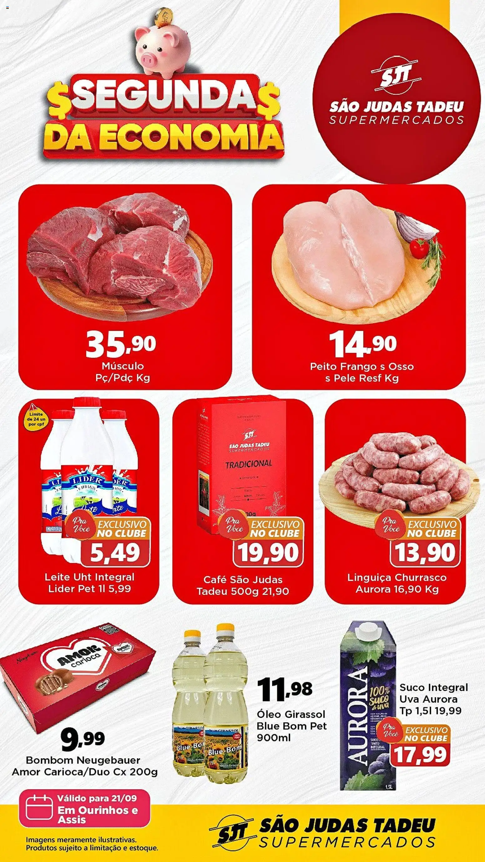 Pré-Visualização do folheto "São Judas Tadeu - Ofertas da semana" da loja São Judas Tadeu válido a partir de 21/09/2026 - Café, Uva, Óleo, Leite, Frango, Suco, Linguiça, Neugebauer