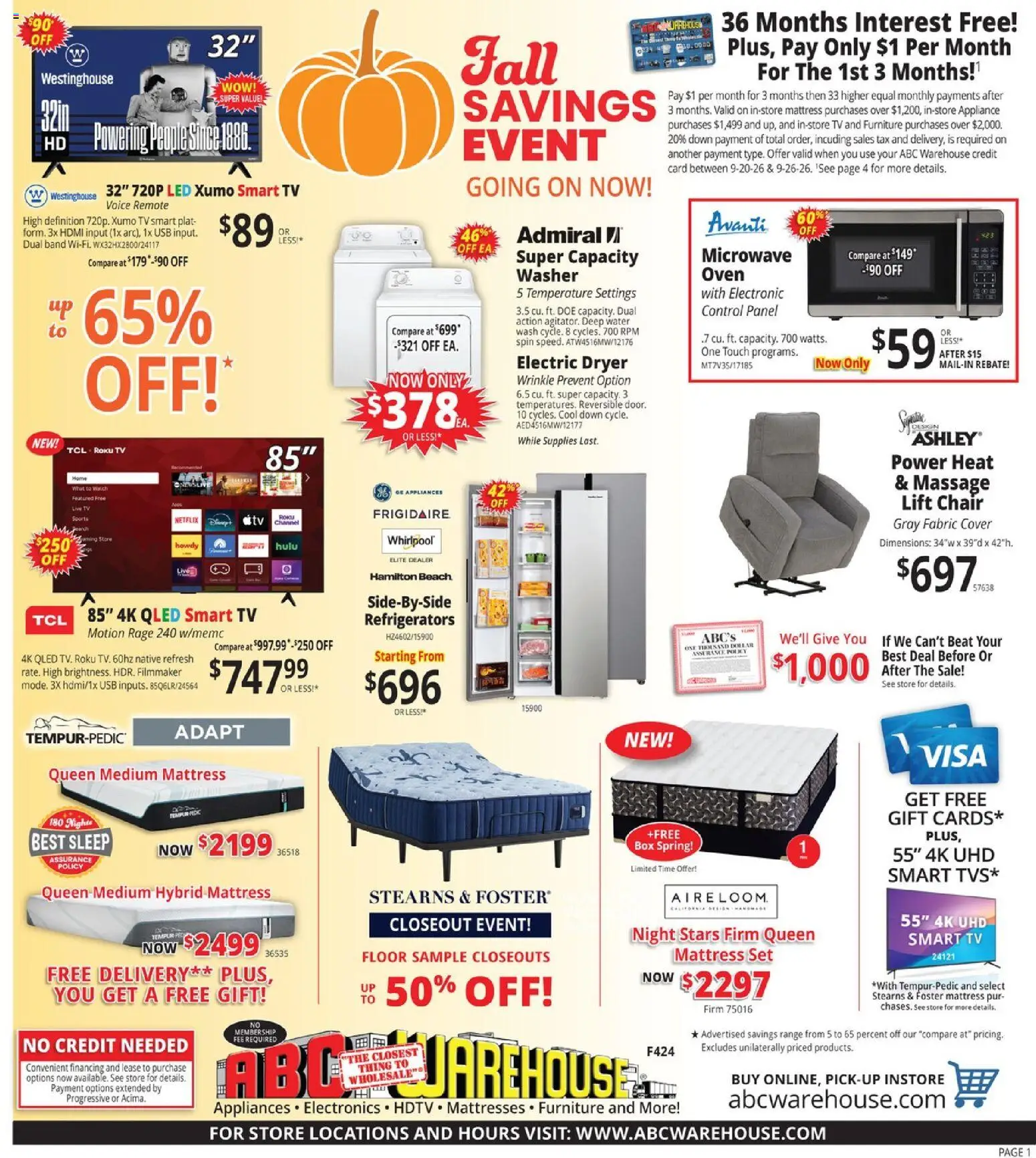 Ad Preview of ABC Warehouse ABC Warehouse Weekly Ad from 09/20/2026